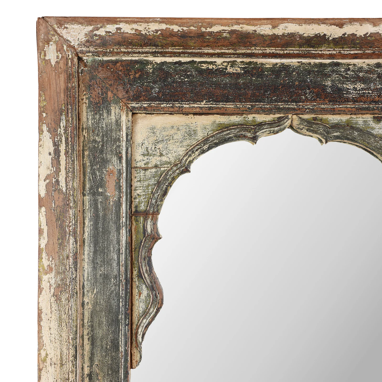 Painted Teak Window Mirror From Madhya Pradesh - 19th Century - Image 2