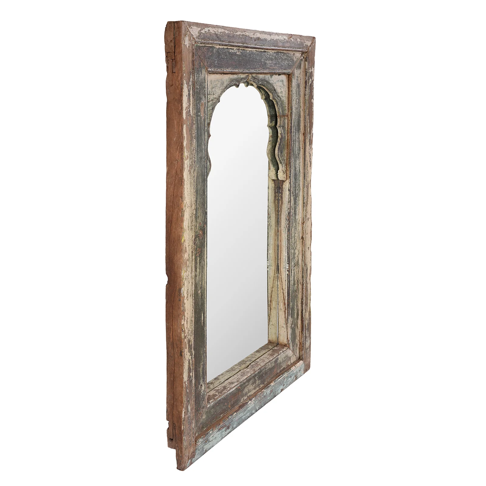 Painted Teak Window Mirror From Madhya Pradesh - 19th Century - Image 3