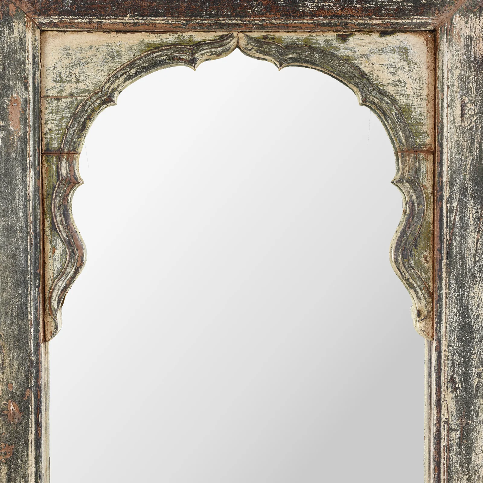 Painted Teak Window Mirror From Madhya Pradesh - 19th Century - Image 4