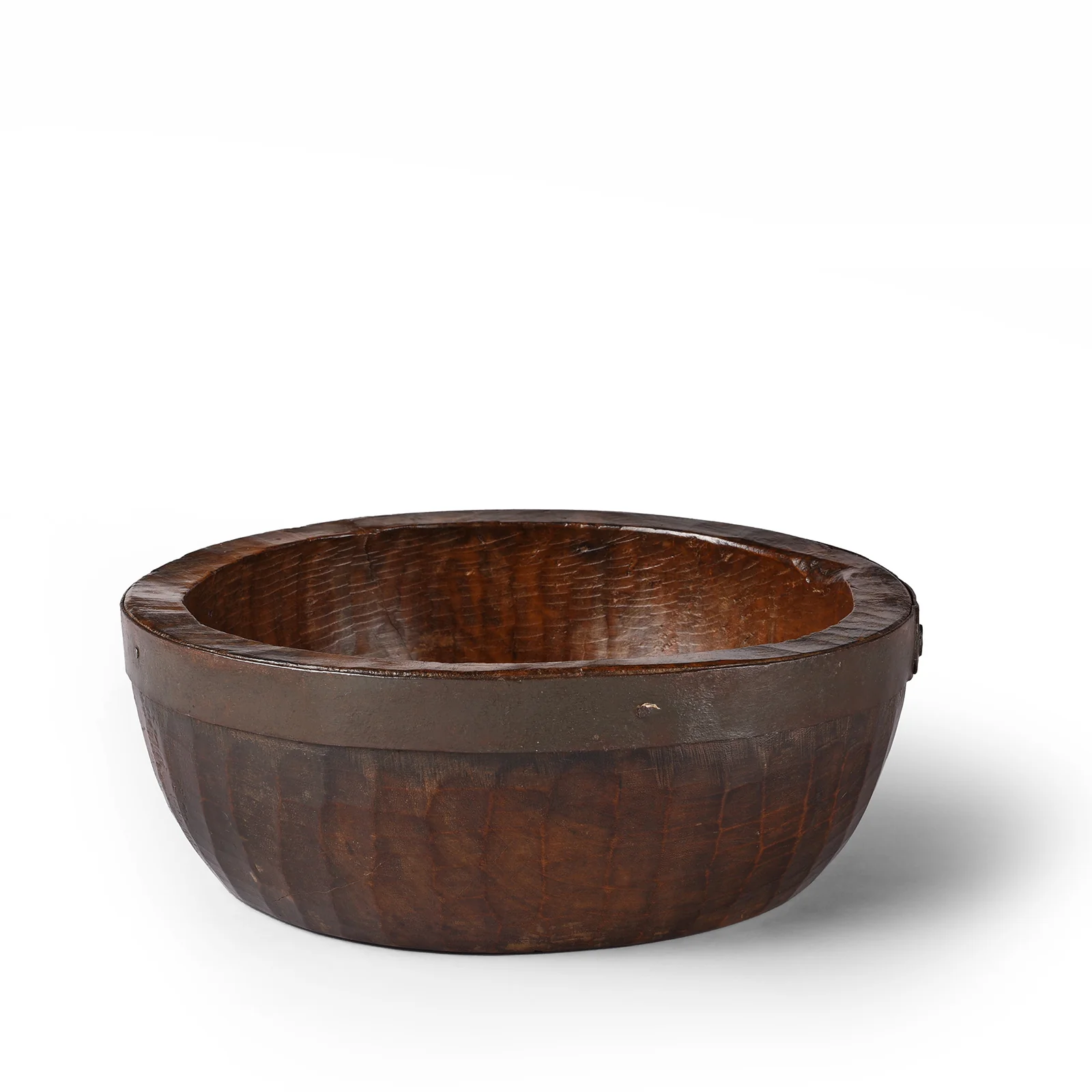 Indian Teak Parath Bowl From Rajasthan - Ca 1920