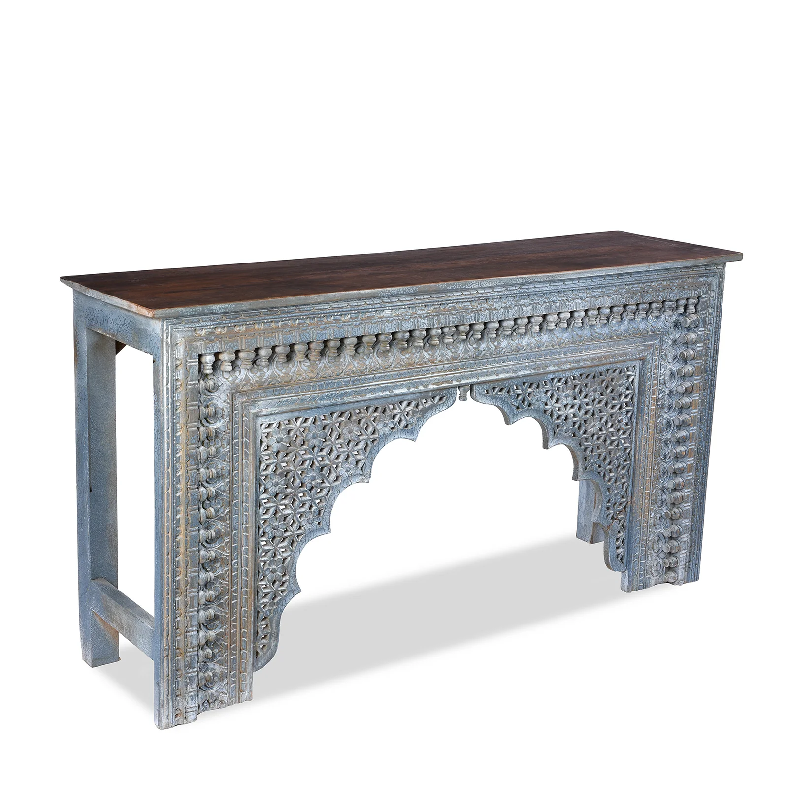 Blue Painted Mango Console Table - Image 3