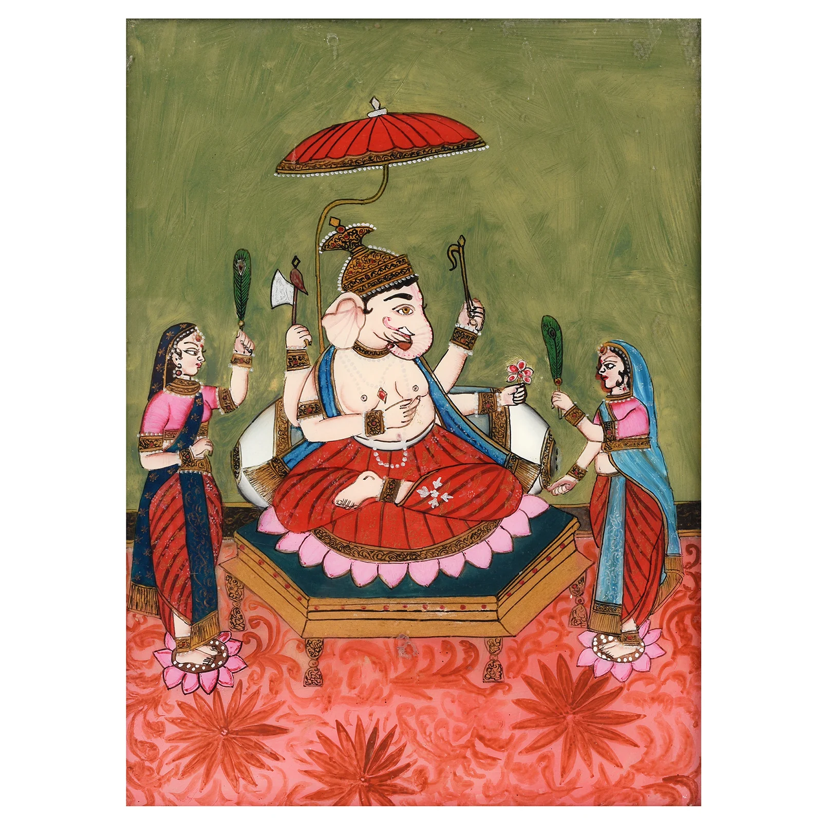 Reverse Glass Painting of Ganesha - 19th Century - Image 2