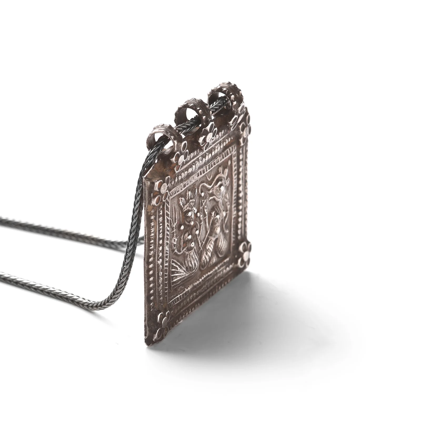 Tribal Indian Silver Ganesh & Parvati Amulet - 19thC - Image 3
