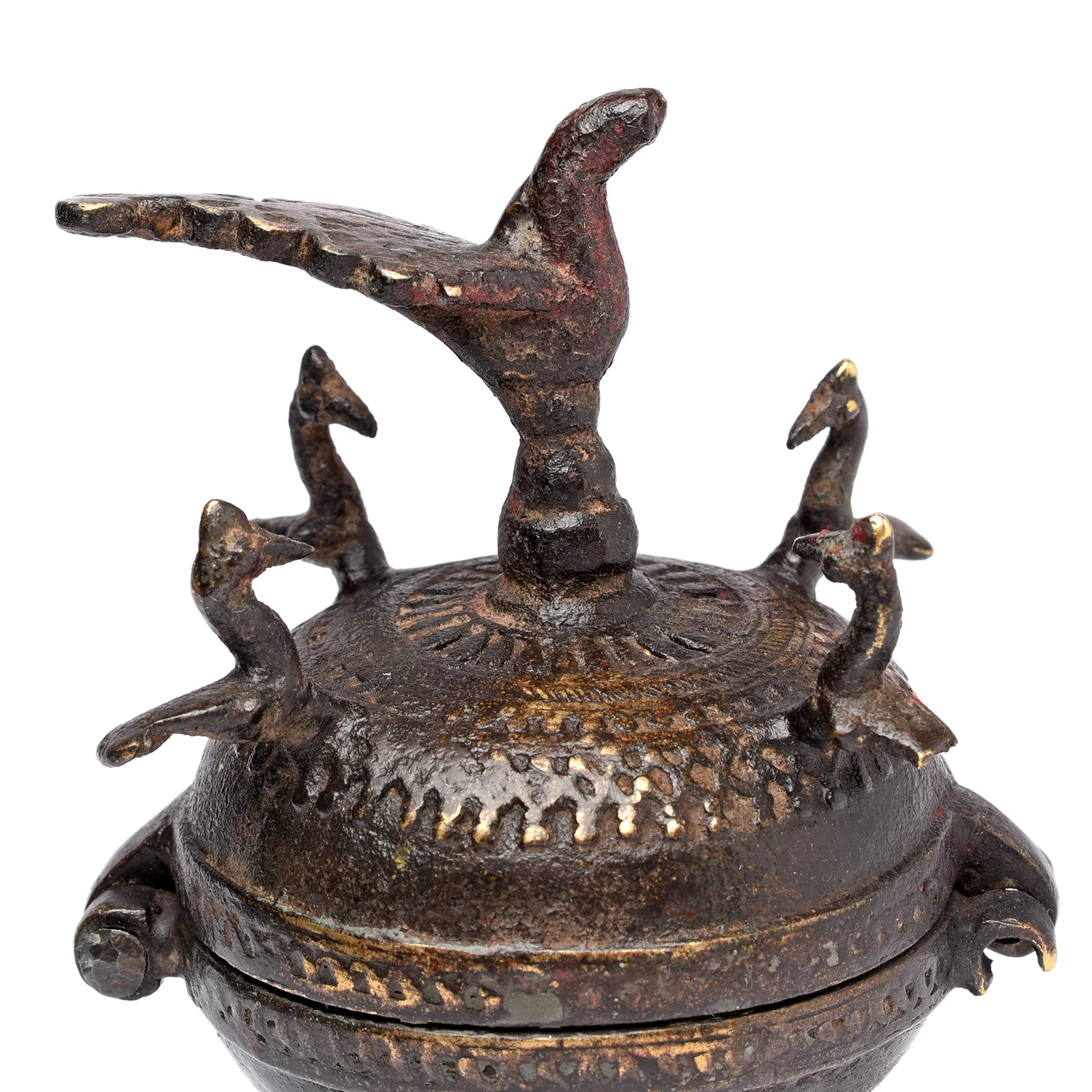 Indian Sindoor Dani Brass Box From Kerala - 19thC - Image 3