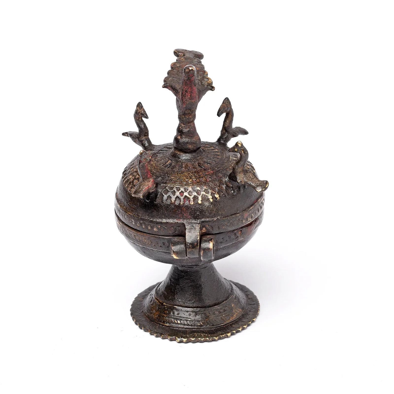 Indian Sindoor Dani Brass Box From Kerala - 19thC - Image 4