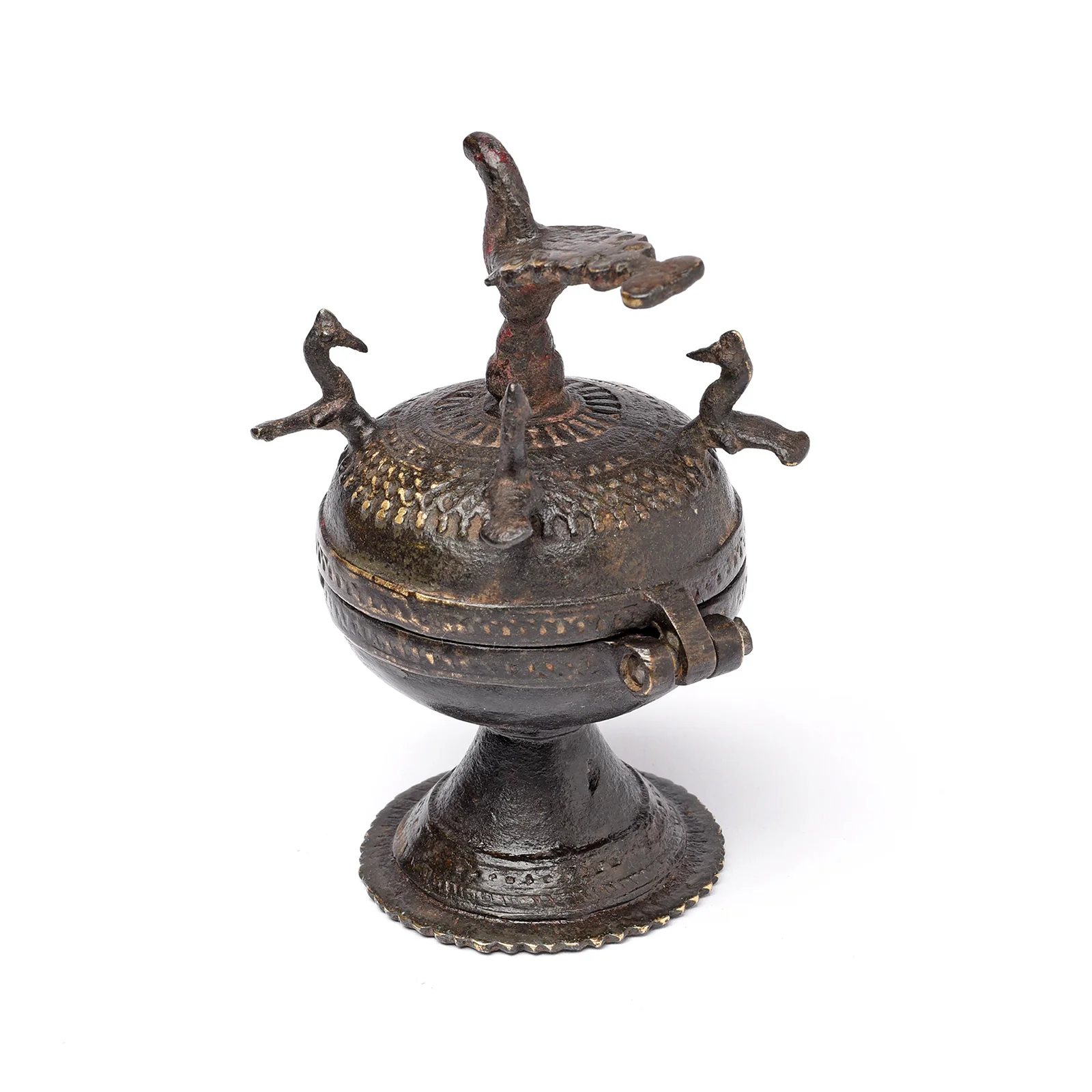 Indian Sindoor Dani Brass Box From Kerala - 19thC - Image 5