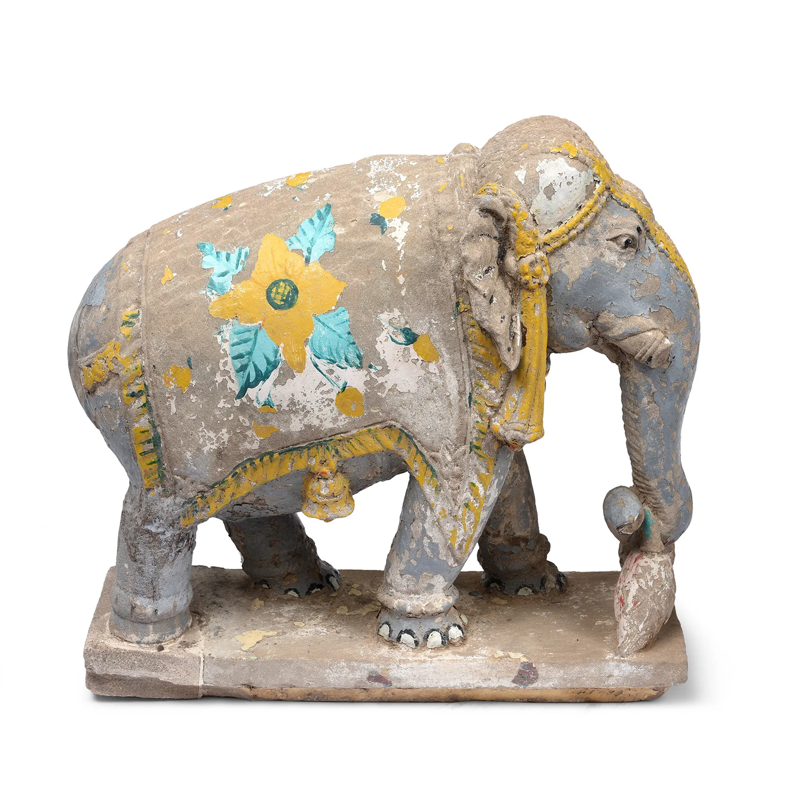 Painted Stone Elephant Statues From Kutch - Late 19th Century - Image 3