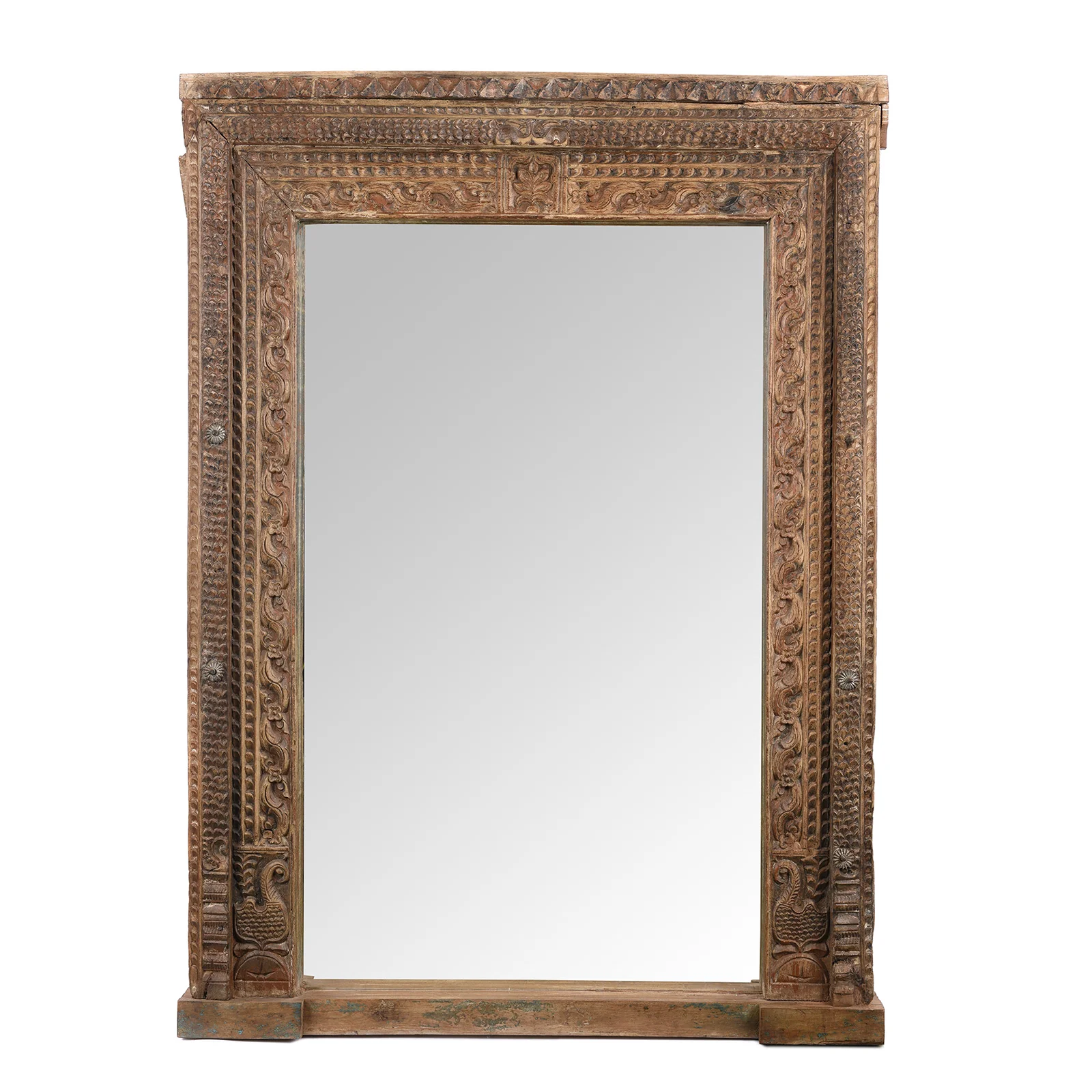 Carved Teak Door Mirror From Andhra Pradesh - 19th Century