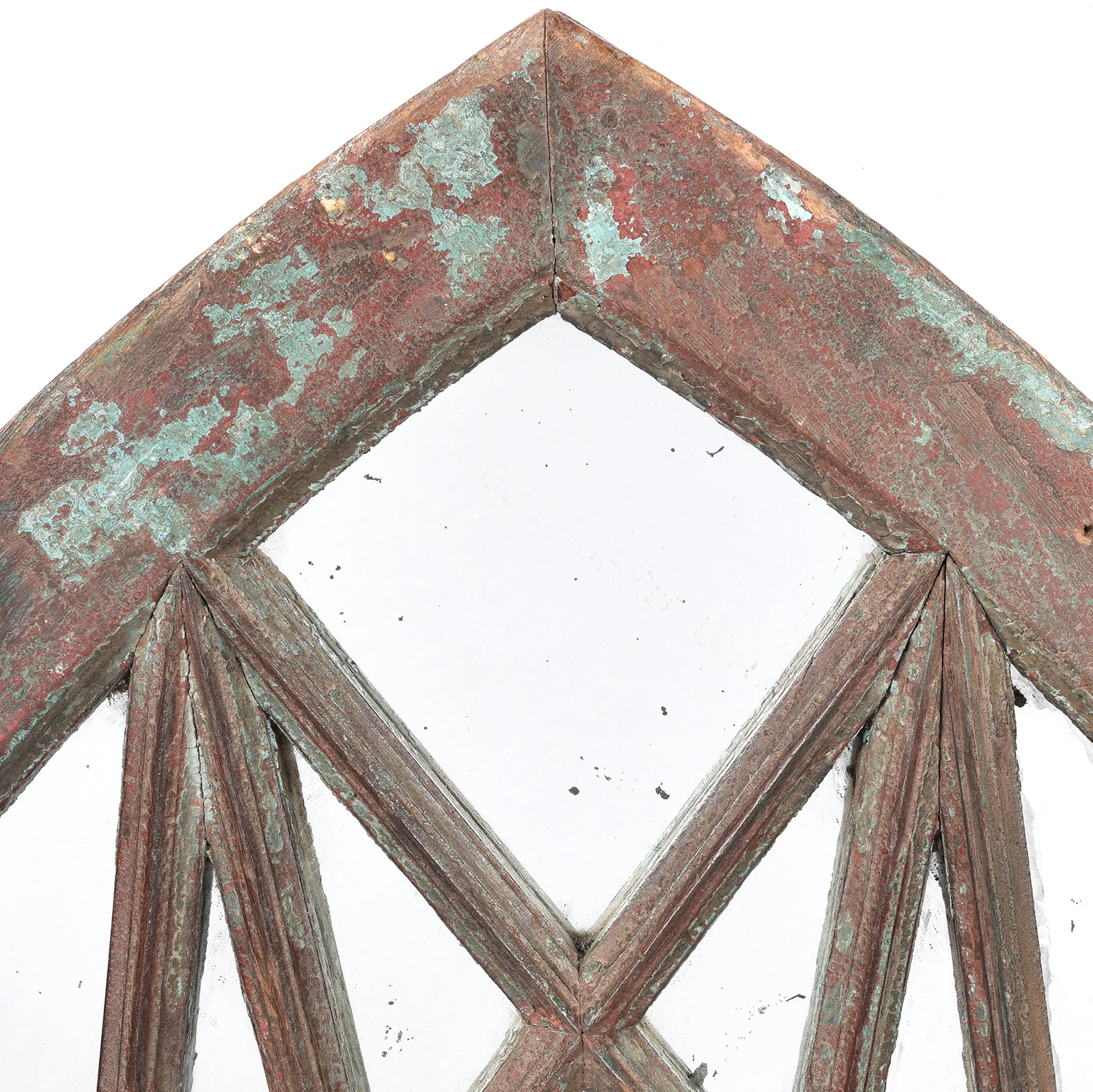 Painted Indian Teak Fanlight Mirror - 19th Century - Image 4