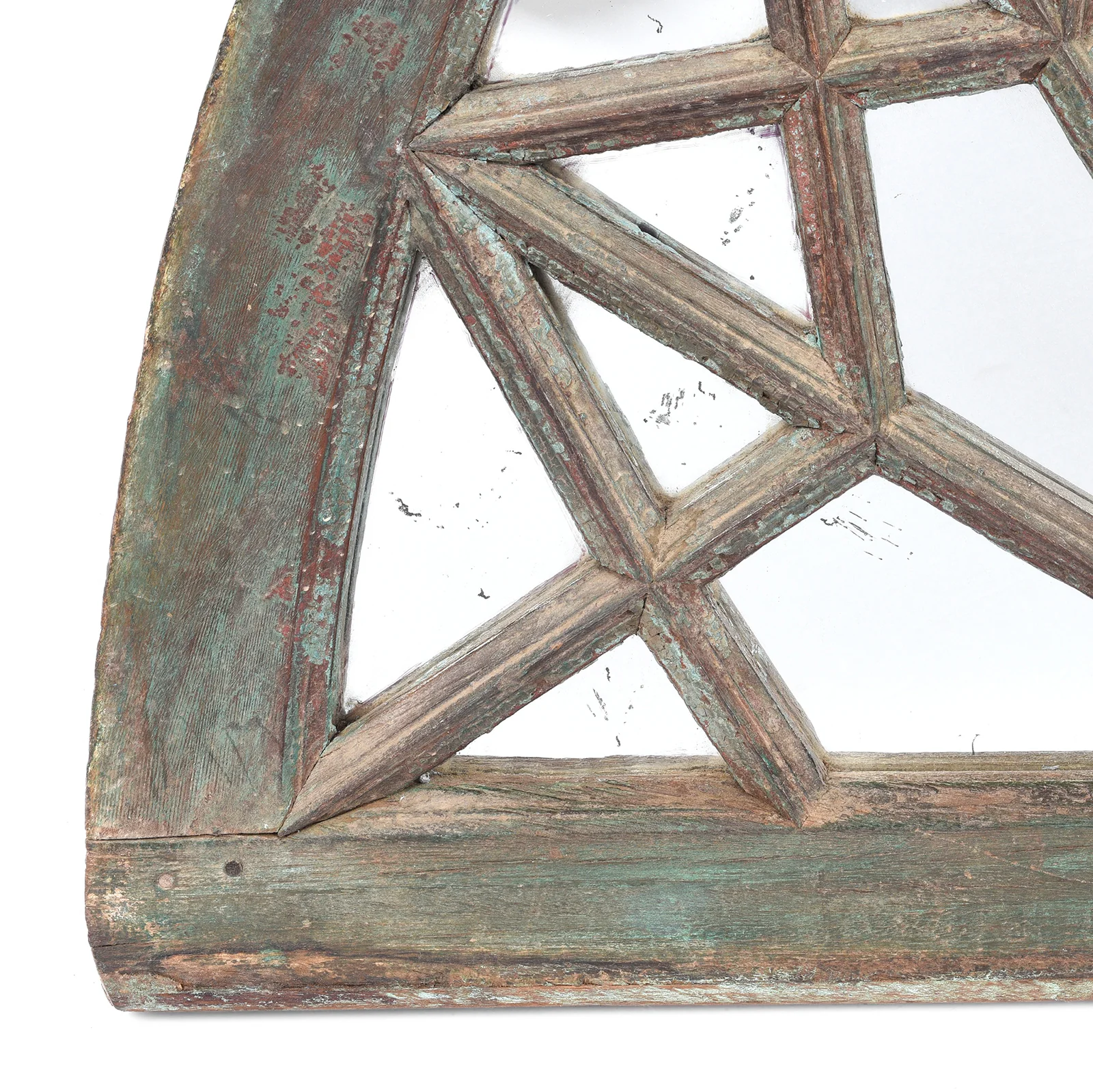Painted Indian Teak Fanlight Mirror - 19th Century - Image 5