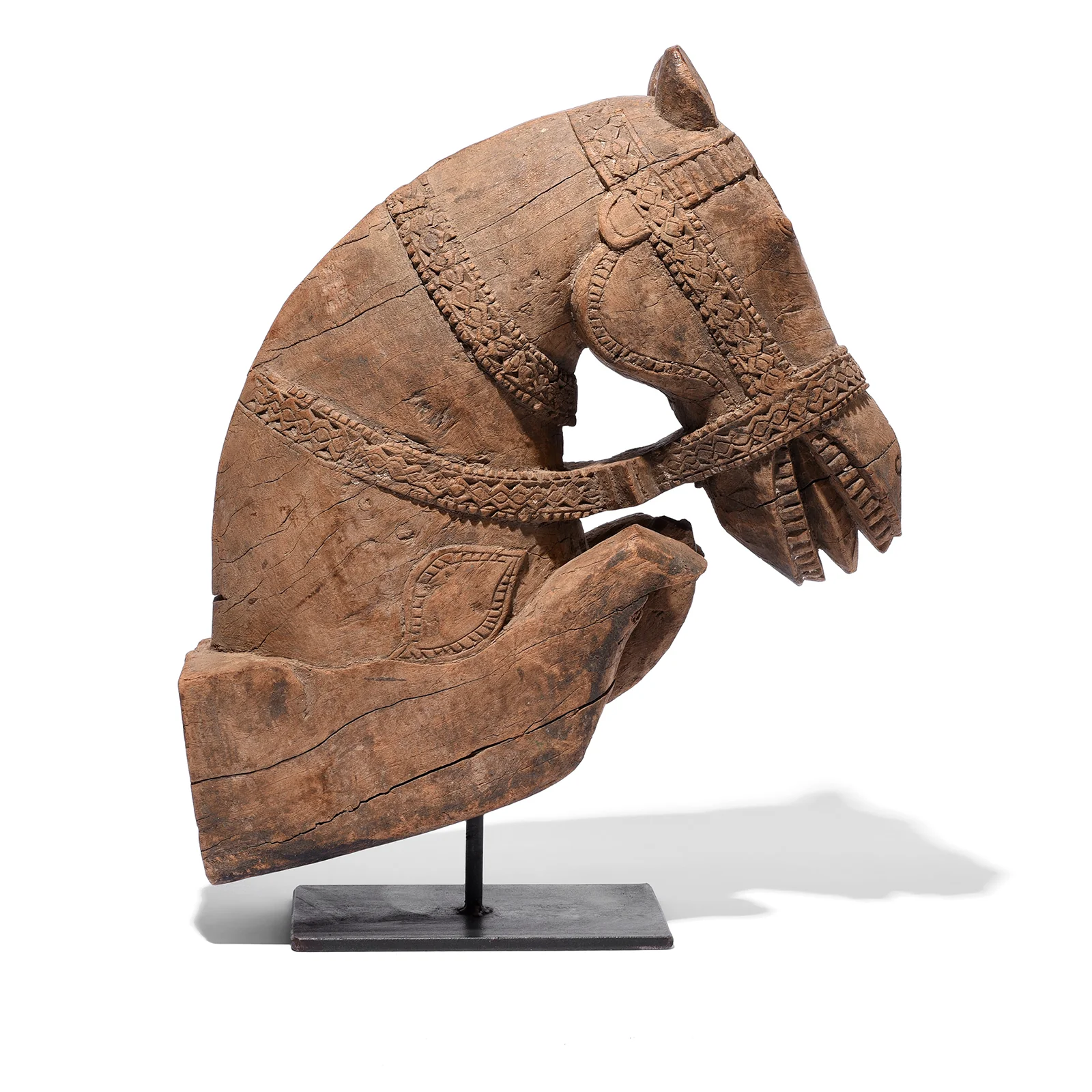 Carved Teak Horse Head Corbel On Stand - 19th Century - Image 5