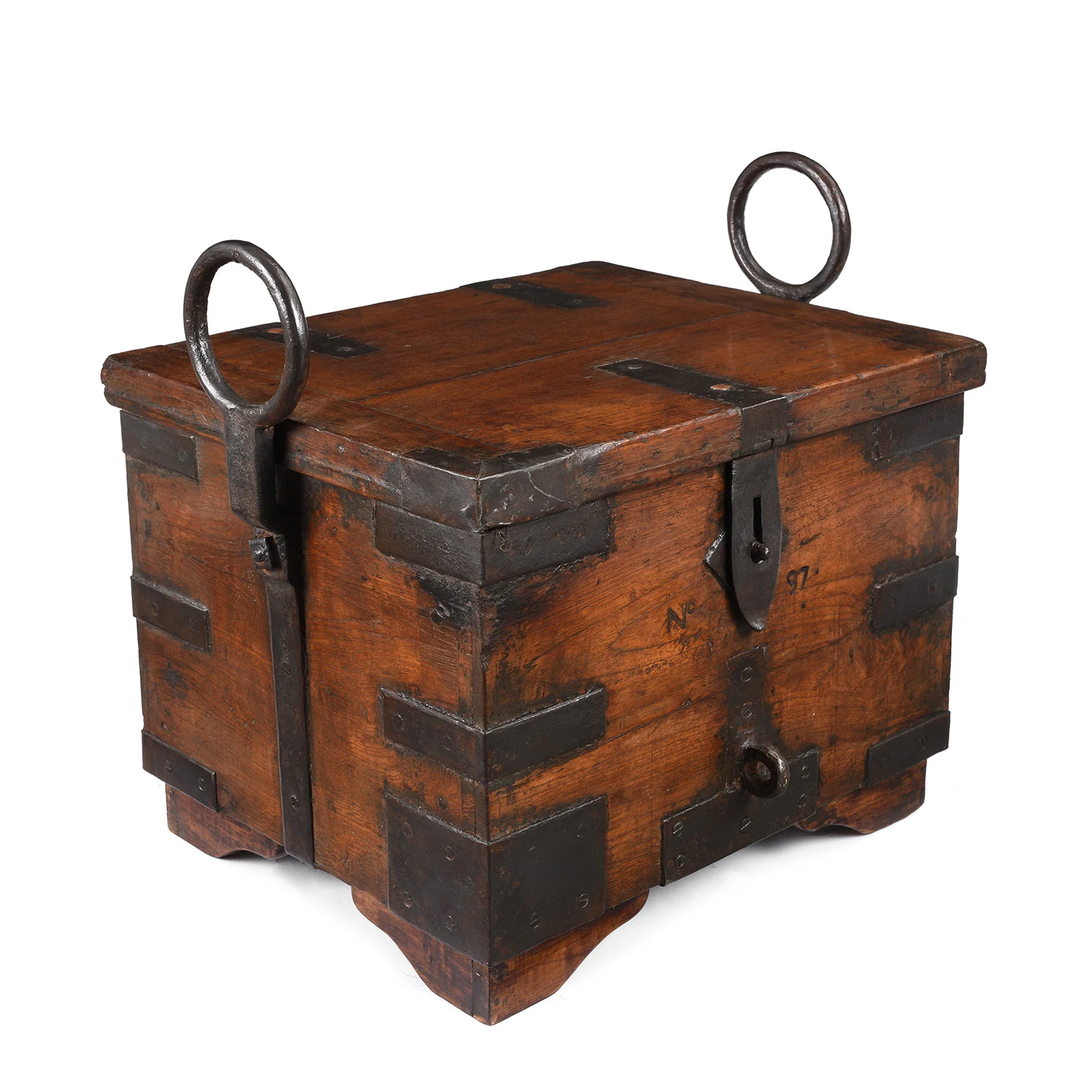 Indian Iron Bound Teak Limber Chest - 19th Century