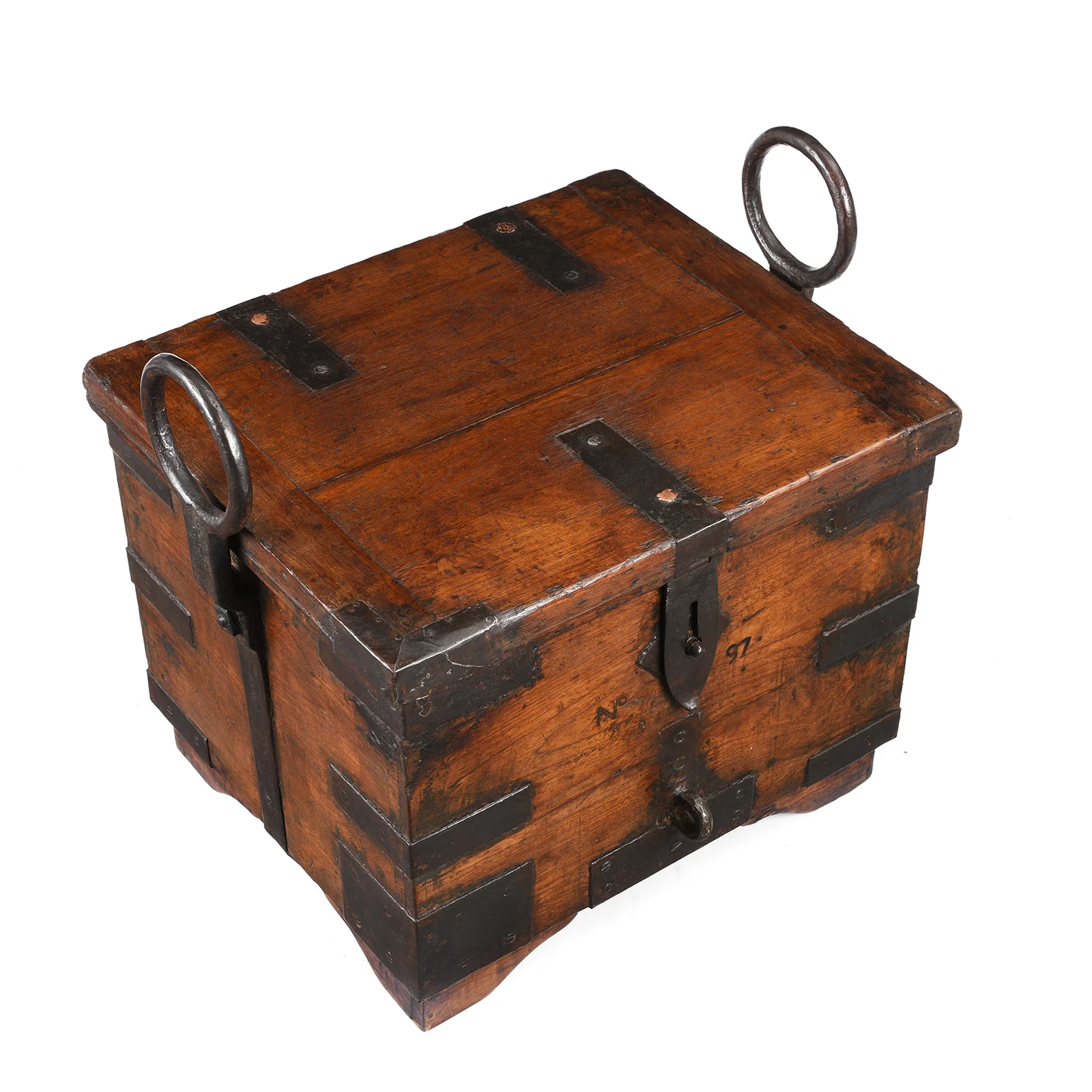 Indian Iron Bound Teak Limber Chest - 19th Century - Image 4