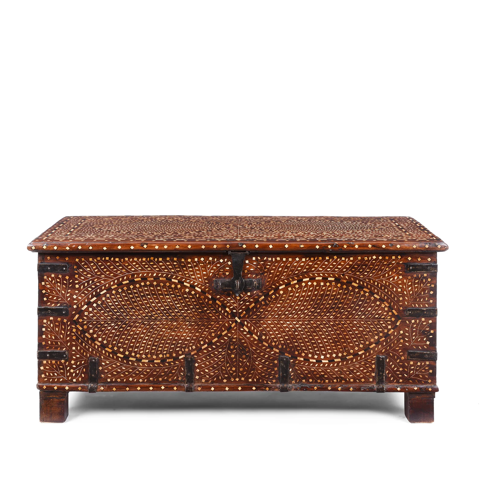 Bone Inlay Teak Chest - 19th Century