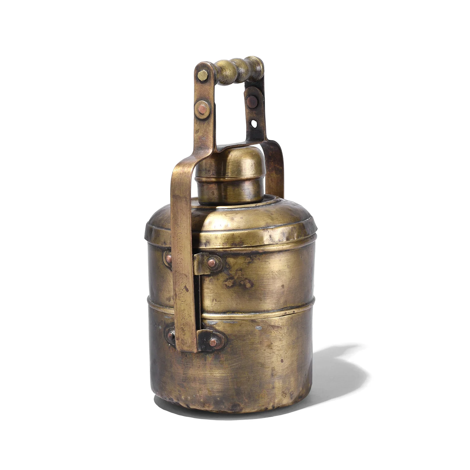 2 Tier Indian Vintage Brass Tiffin Box Set - Ca 1930 - Image 4