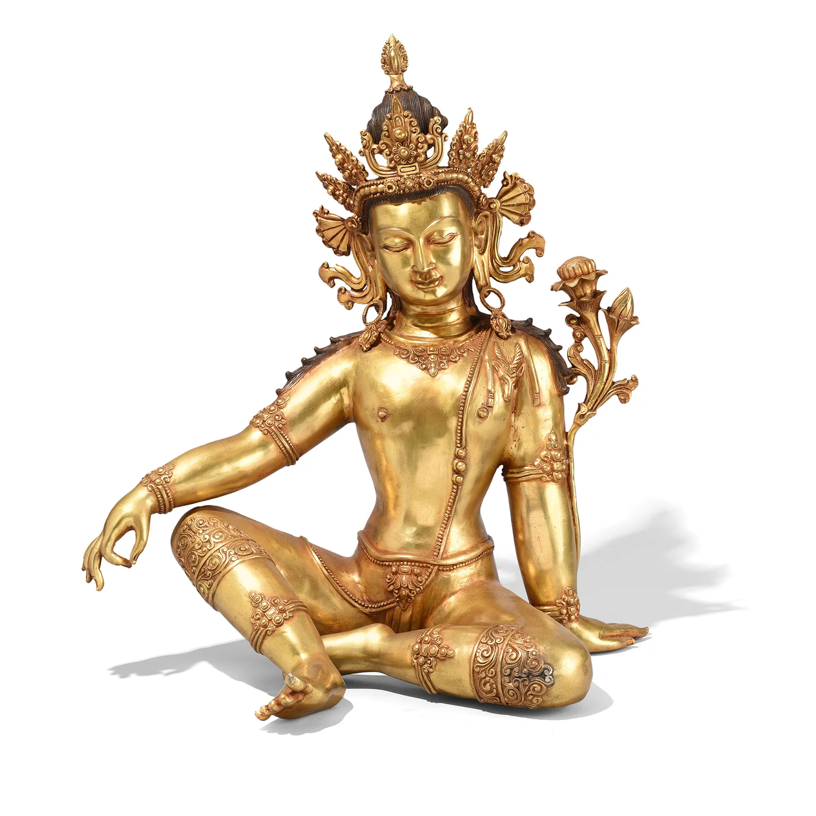 Gilt Brass Statue Of Indra - Image 2
