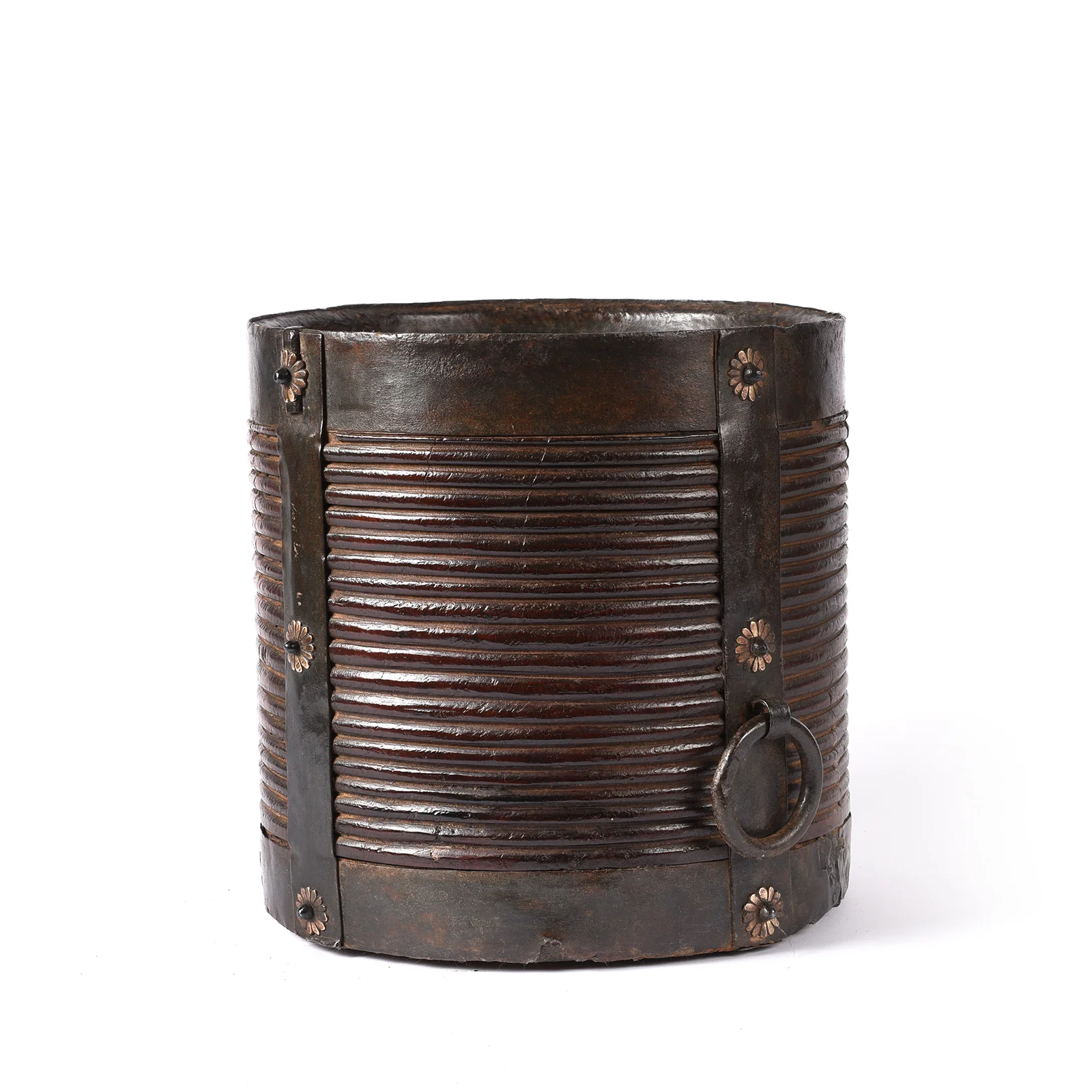 Iron & Jackfruit Wood Grain Measure From South India - 19thC