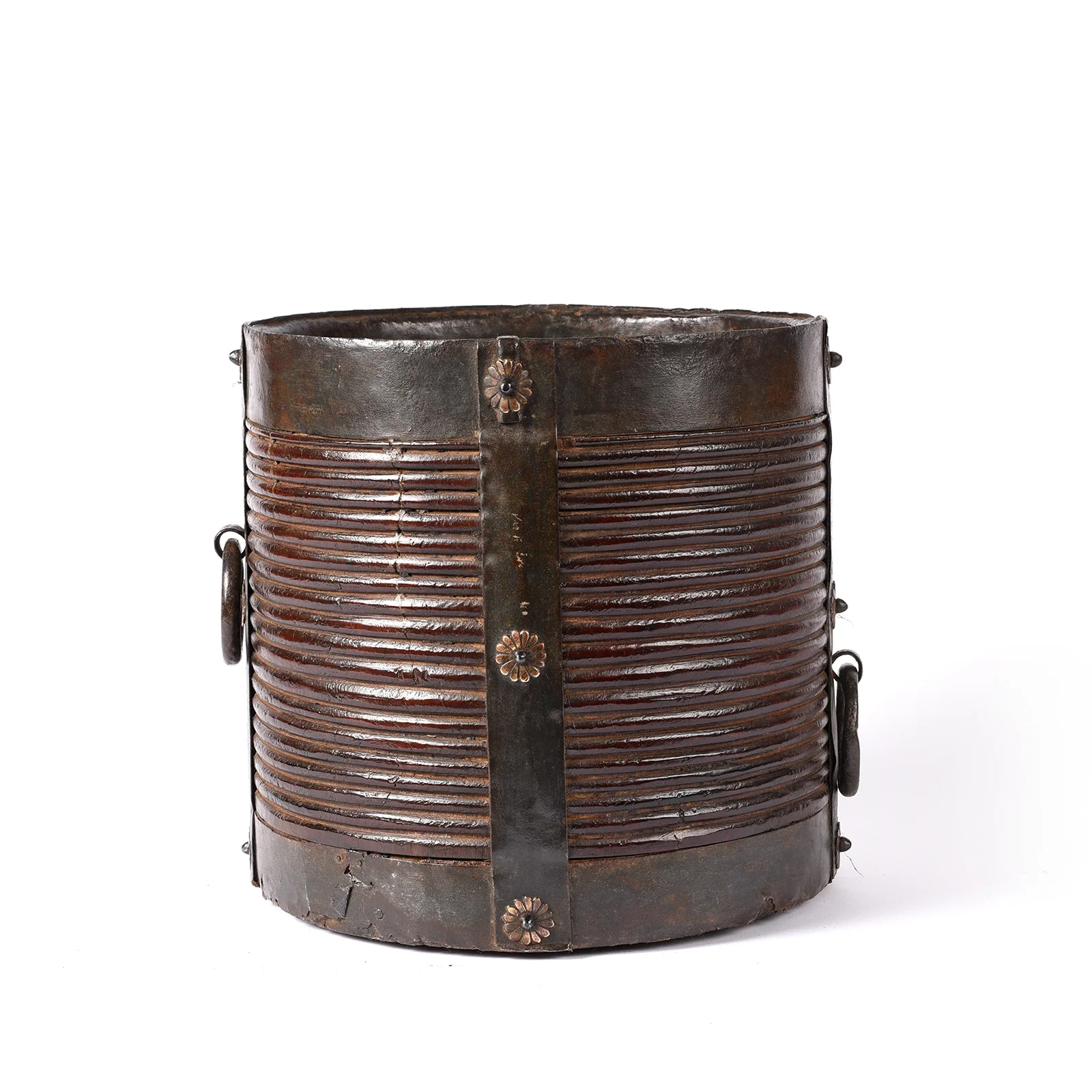 Iron & Jackfruit Wood Grain Measure From South India - 19thC - Image 4