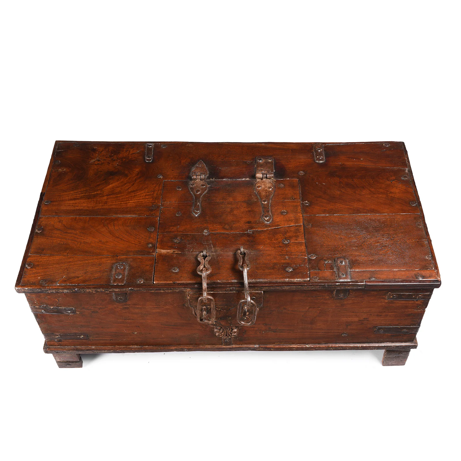 Iron Bound Indian Teak Chest From Gujarat - 18thC - Image 3