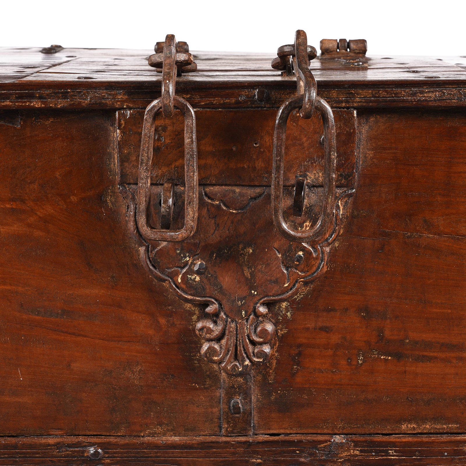 Iron Bound Indian Teak Chest From Gujarat - 18thC - Image 6