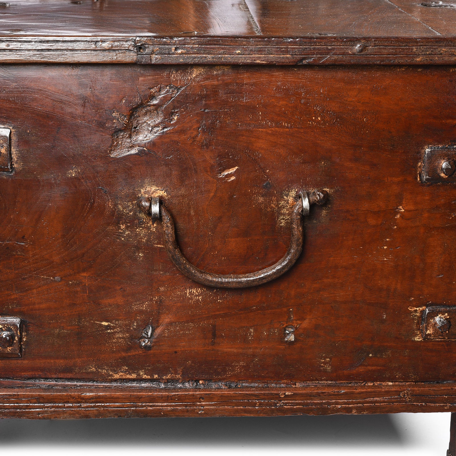Iron Bound Indian Teak Chest From Gujarat - 18thC - Image 7