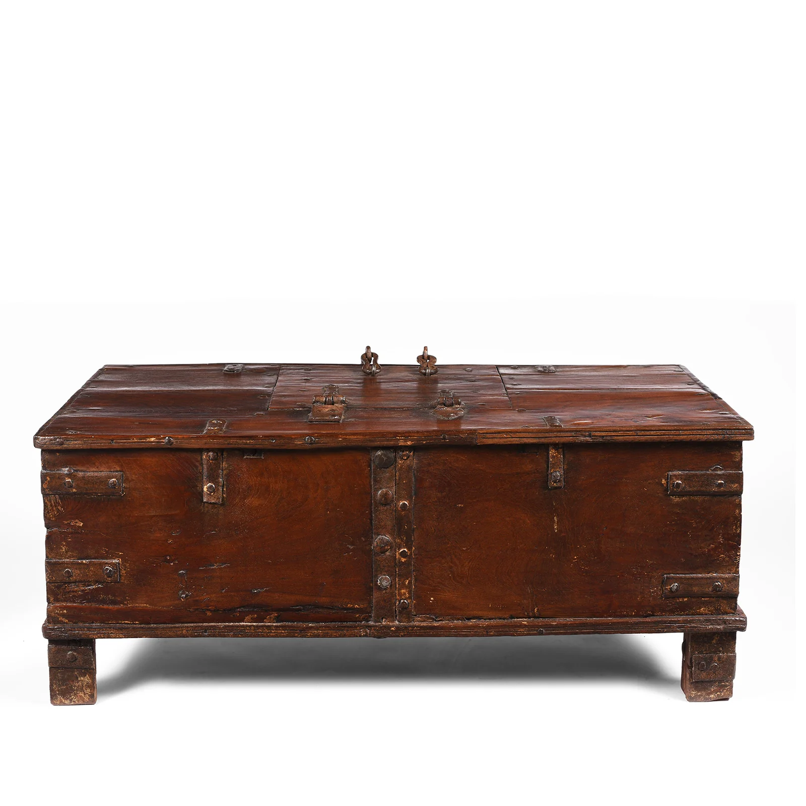Iron Bound Indian Teak Chest From Gujarat - 18thC - Image 8