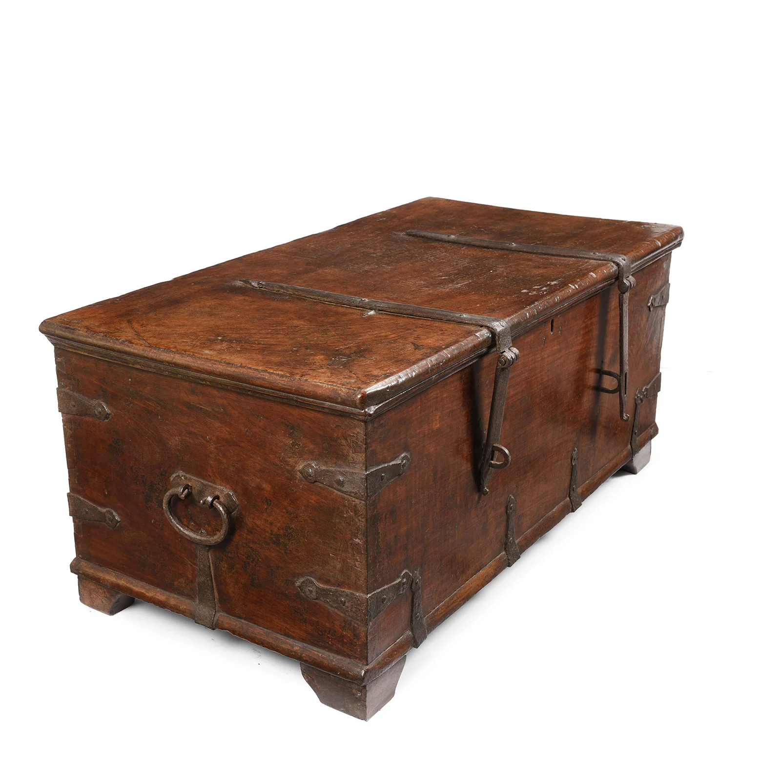 Iron Bound Indian Teak Chest From Gujarat - 18thC - Image 2