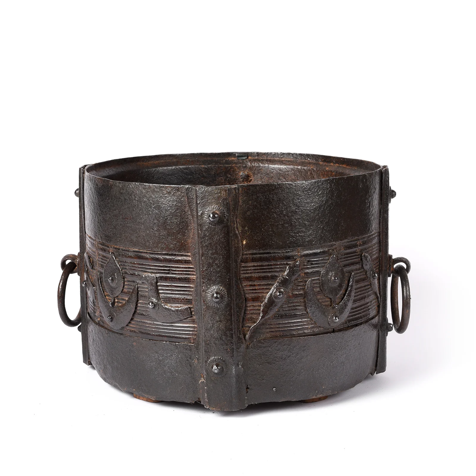 Iron Bound Jackfruit Wood Grain Measure South India - 19thC