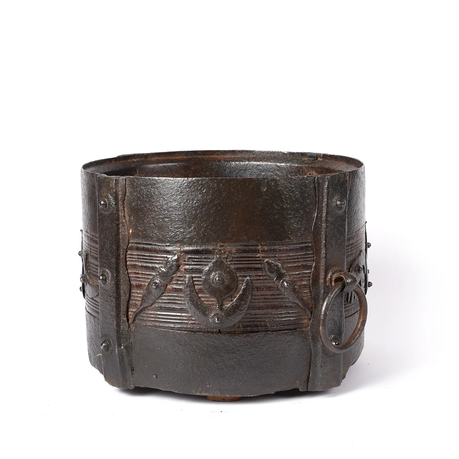 Iron Bound Jackfruit Wood Grain Measure South India - 19thC - Image 4