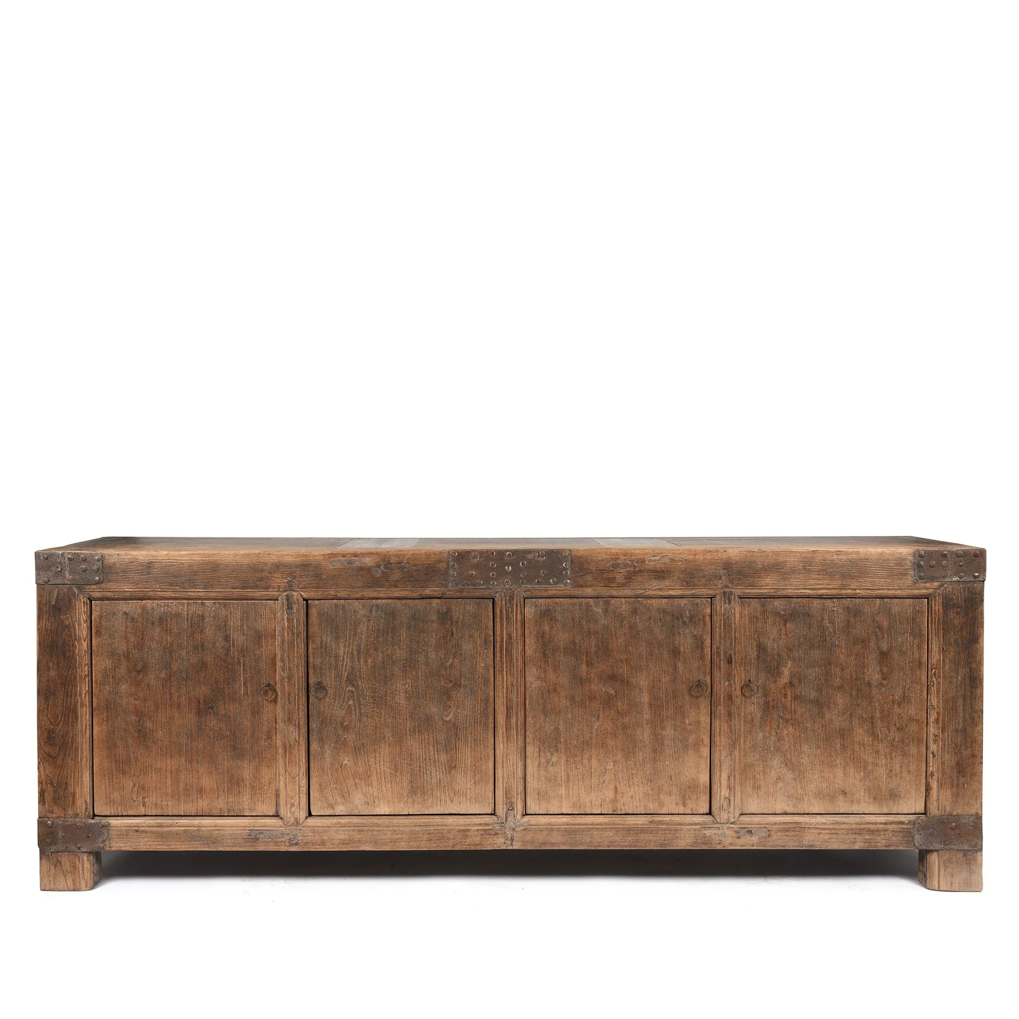 Iron Bound 4 Door Long Sideboard From Mongolia - 19thC