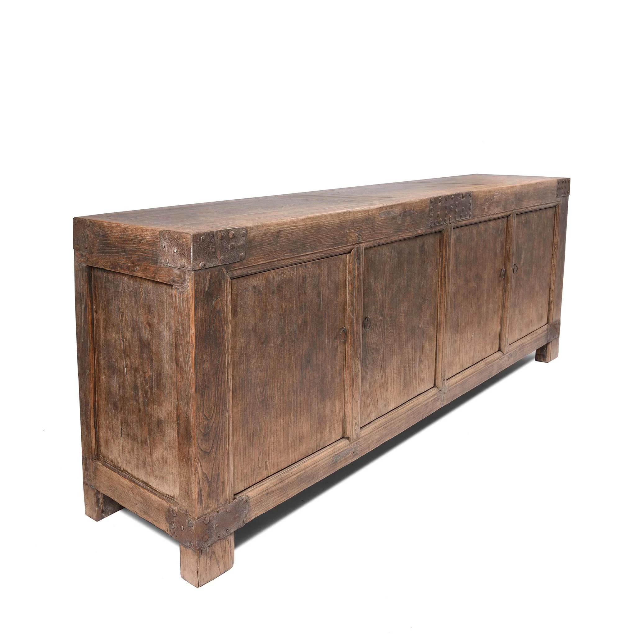 Iron Bound 4 Door Long Sideboard From Mongolia - 19thC - Image 4