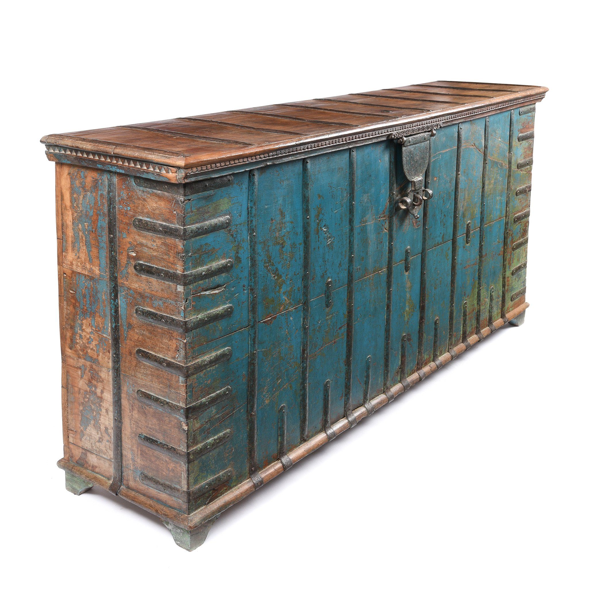 Blue Painted Pithara Console Chest From Southern Gujarat- 19thC - Image 4