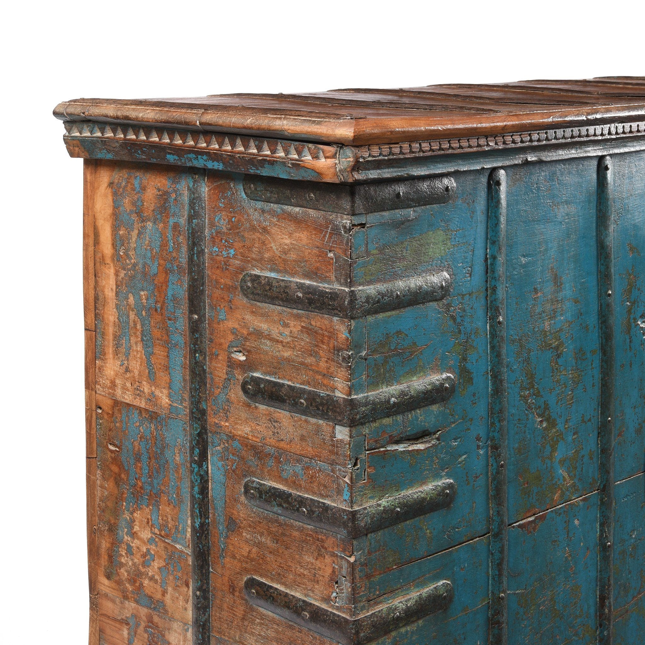 Blue Painted Pithara Console Chest From Southern Gujarat- 19thC - Image 5