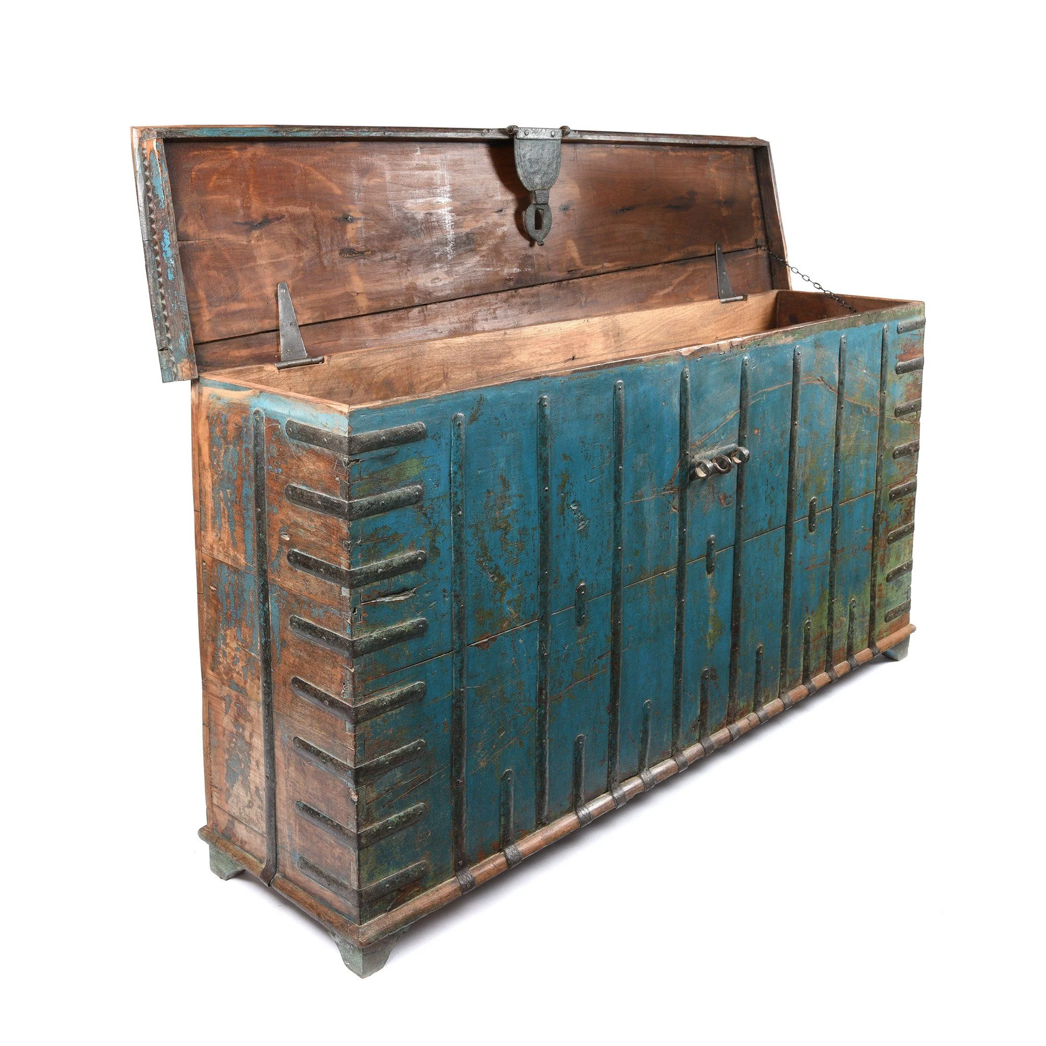 Blue Painted Pithara Console Chest From Southern Gujarat- 19thC - Image 6