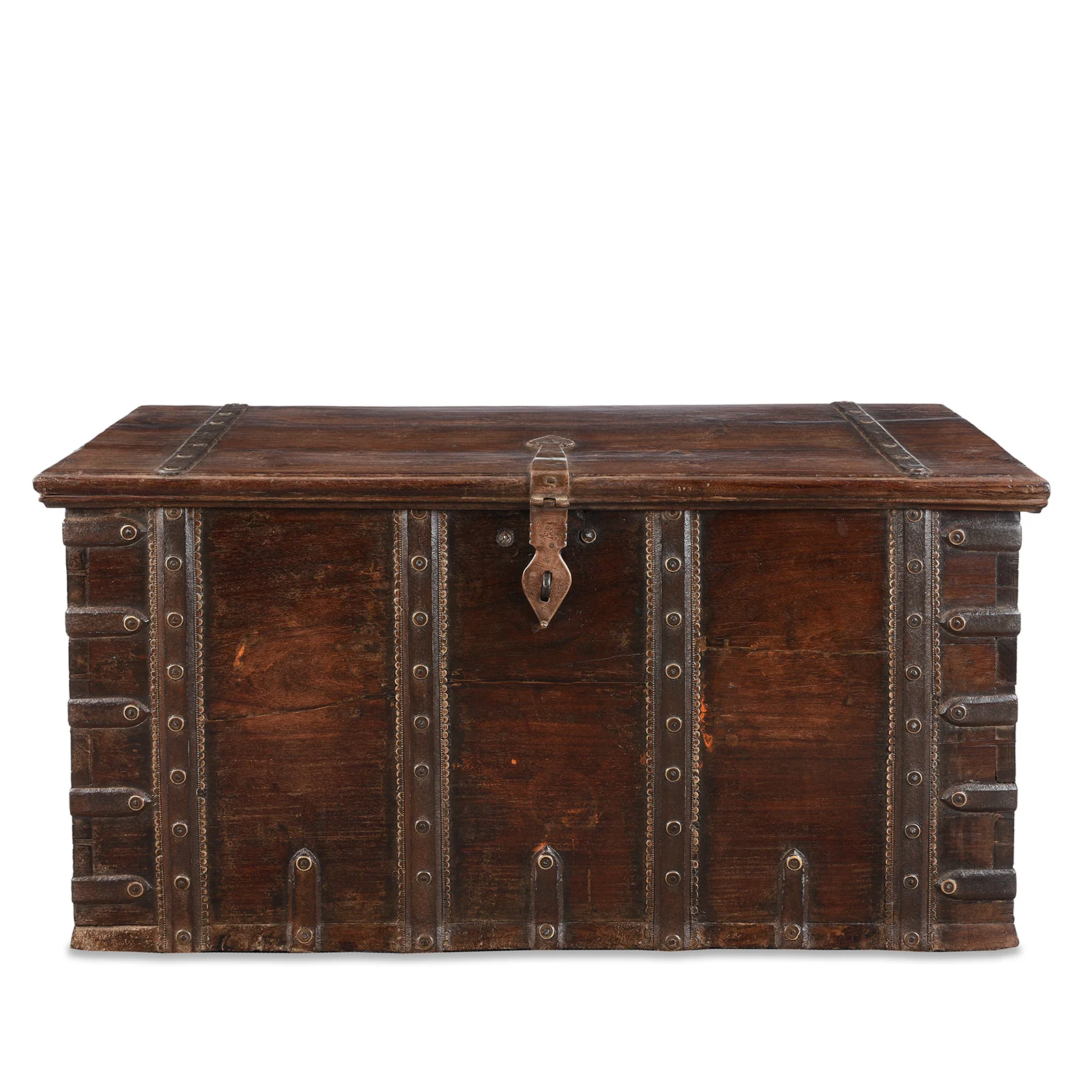 Iron Bound Rosewood Chest From Kutch - 18th Century