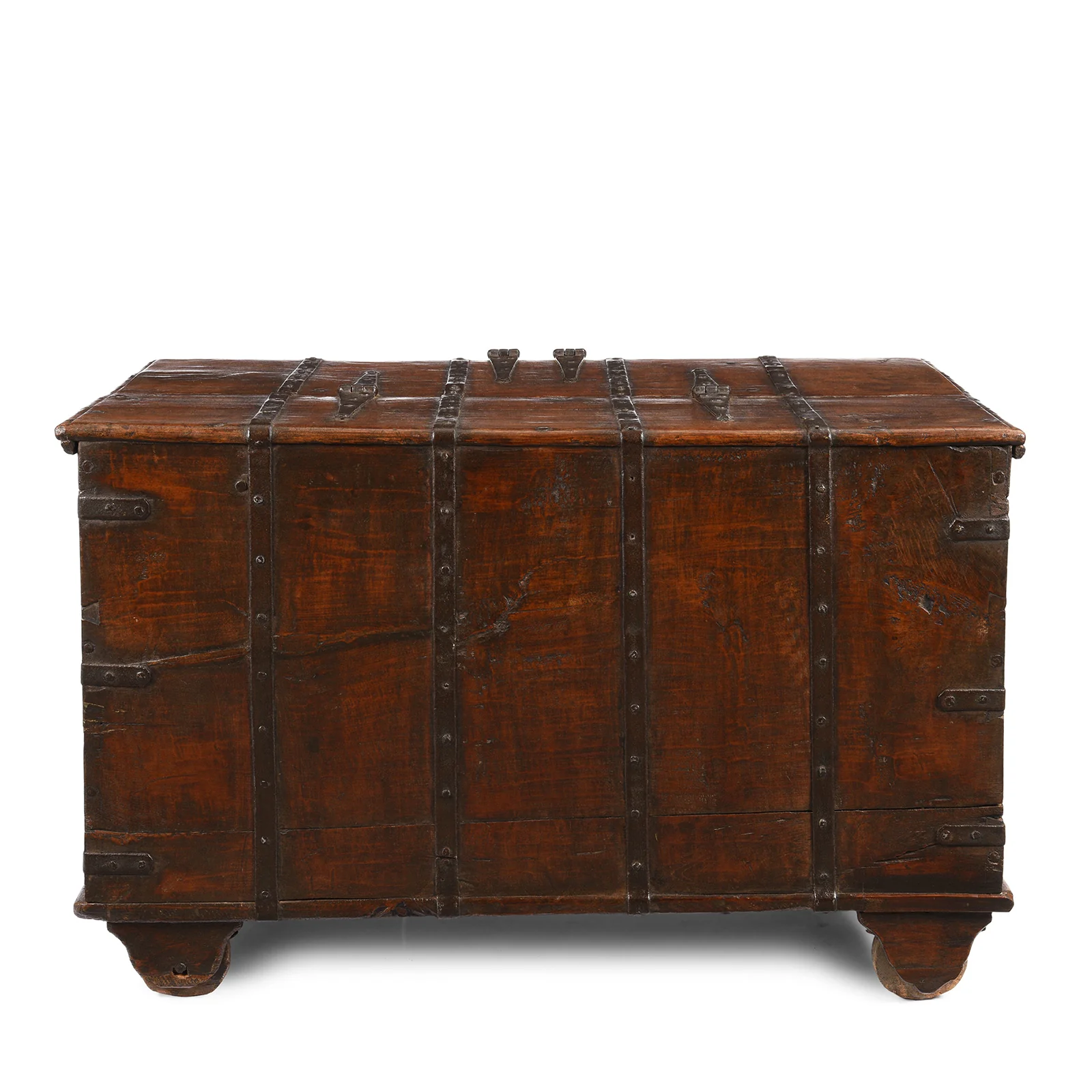 Iron Bound Teak Chest From Gujarat - 19th Century - Image 12