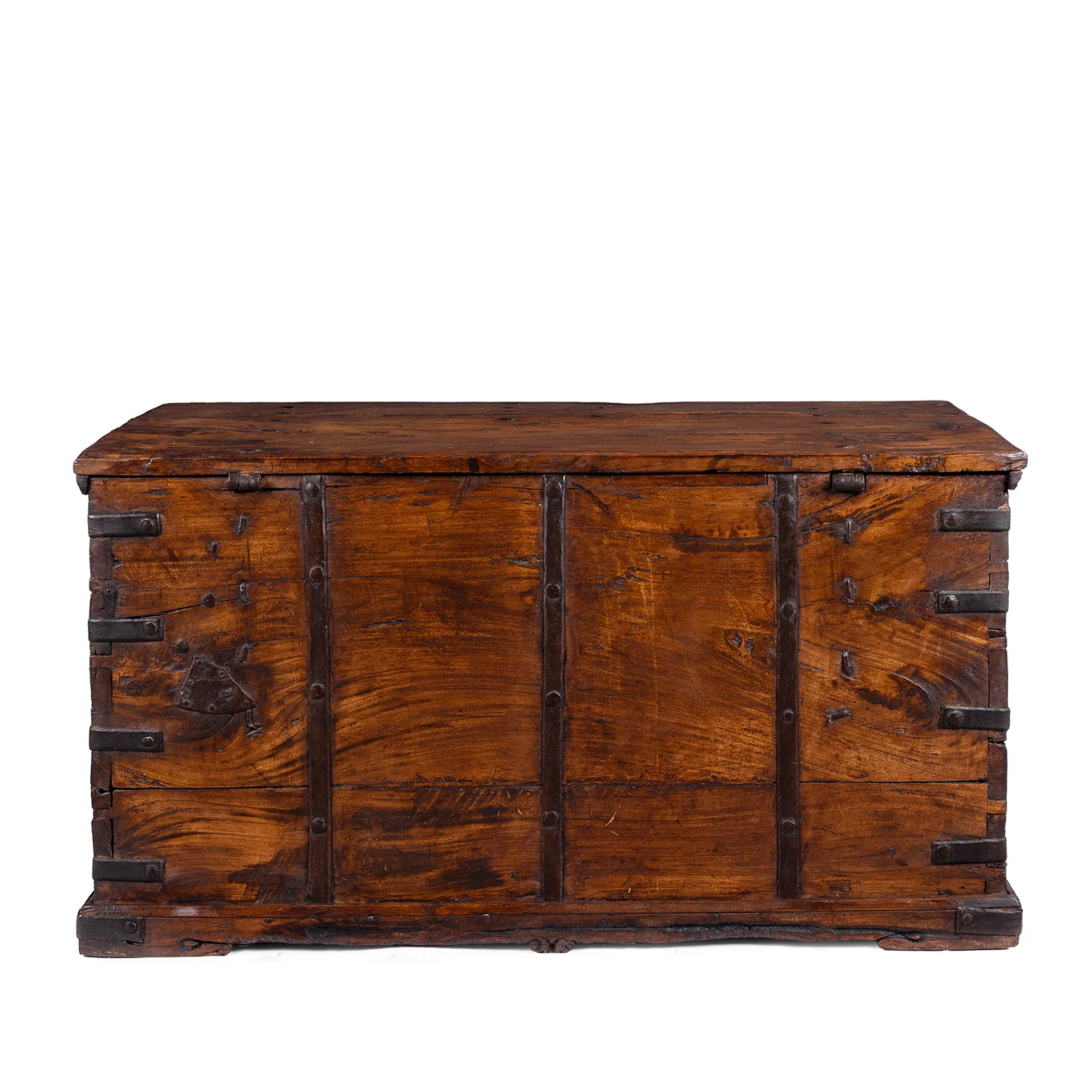 Iron Bound Teak Chest From Gujarat - 19th Century - Image 11