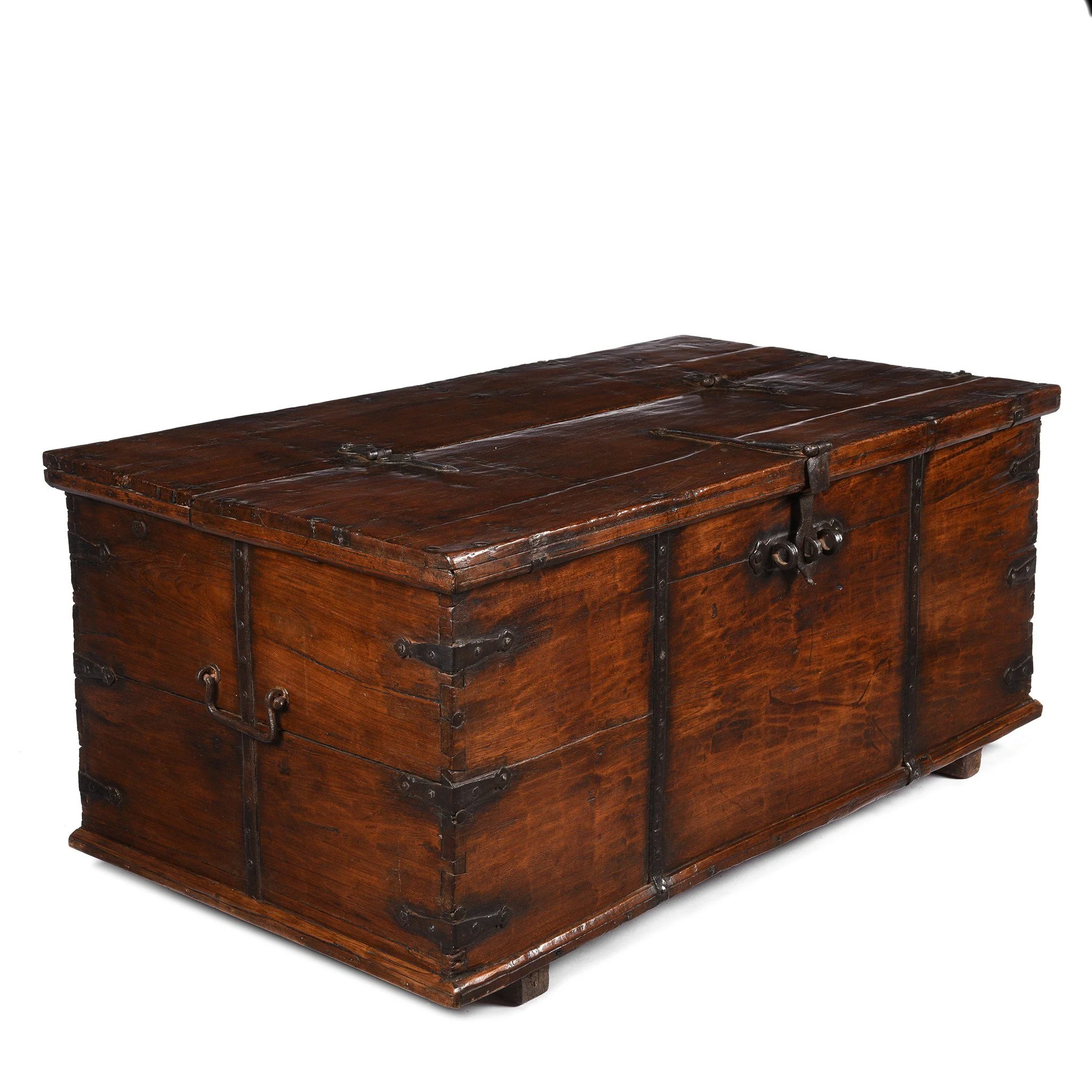 Iron Bound Teak Chest - 19thC - From Gujarat - Image 4