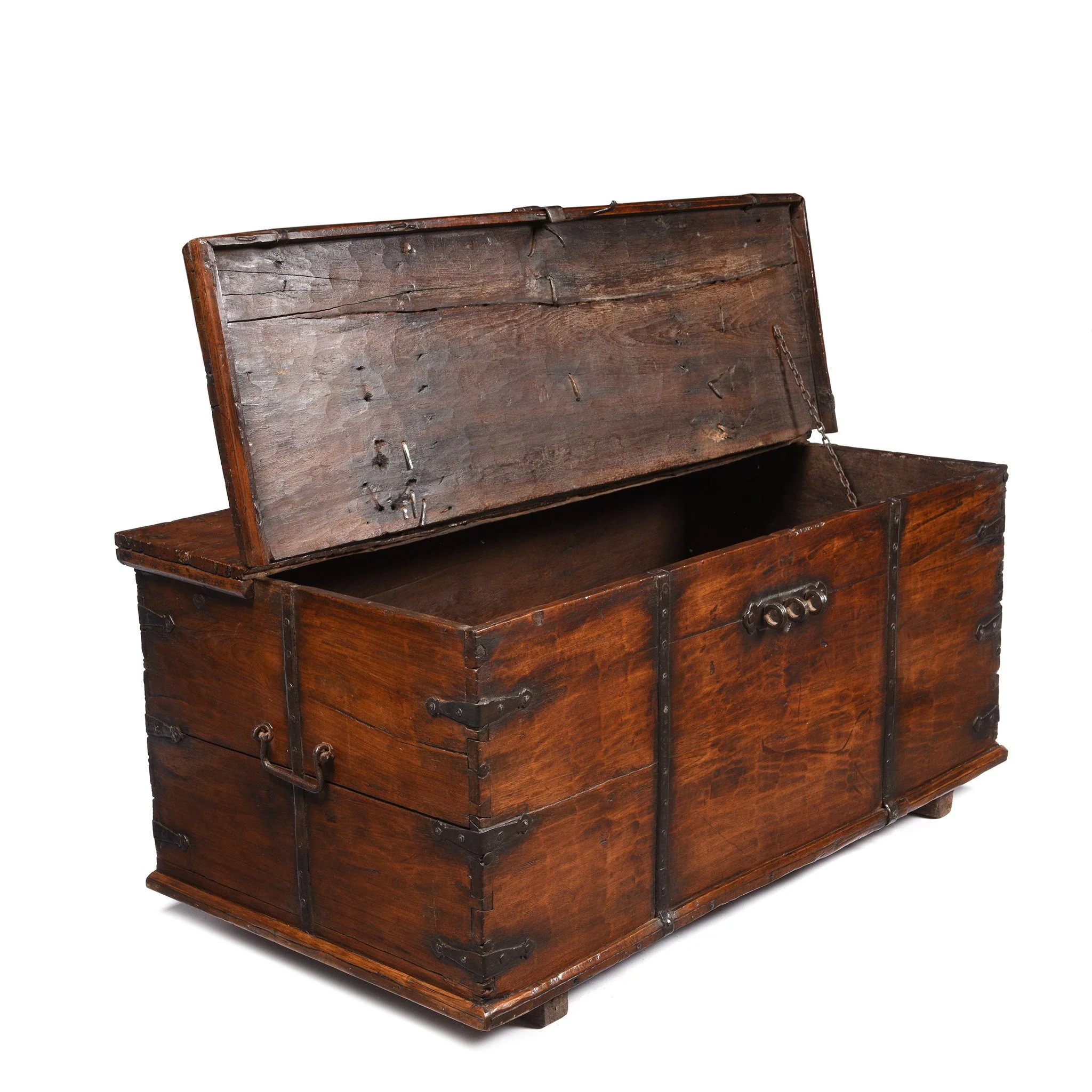 Iron Bound Teak Chest - 19thC - From Gujarat - Image 6