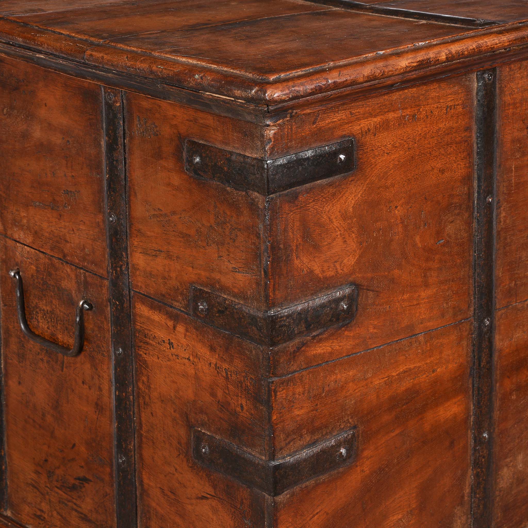 Iron Bound Teak Chest From Gujarat - 19Thc - Image 4