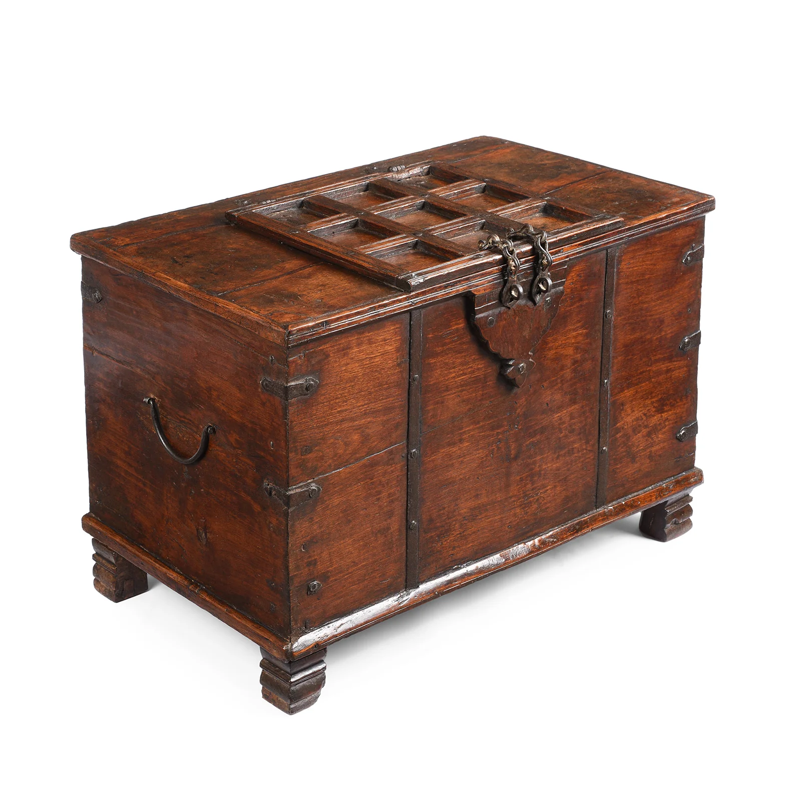 Iron Bound Teak Chest From Gujarat - 19th Century - Image 5