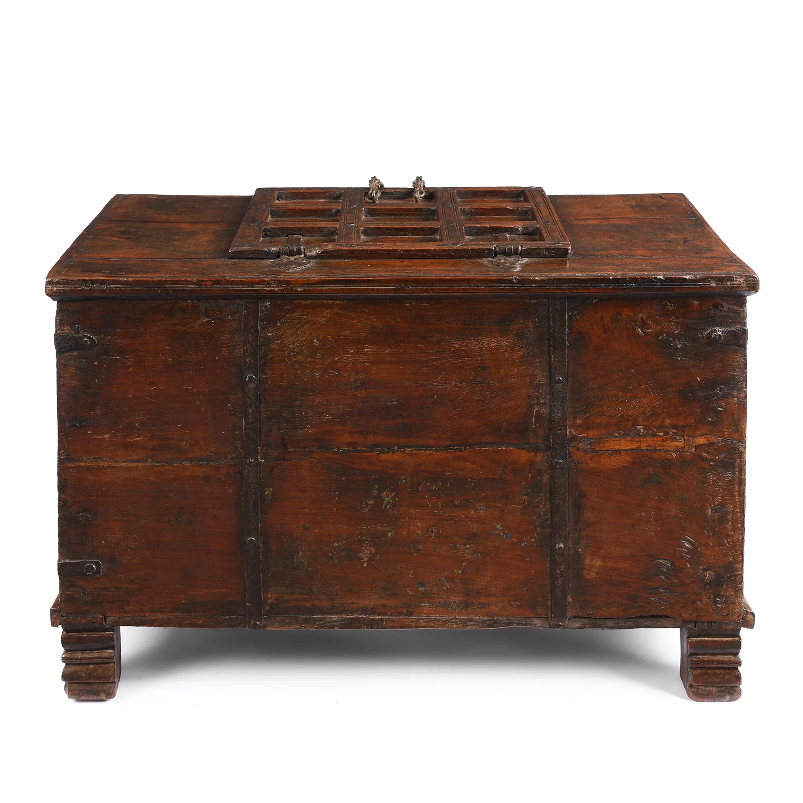 Iron Bound Teak Chest From Gujarat - 19th Century - Image 8