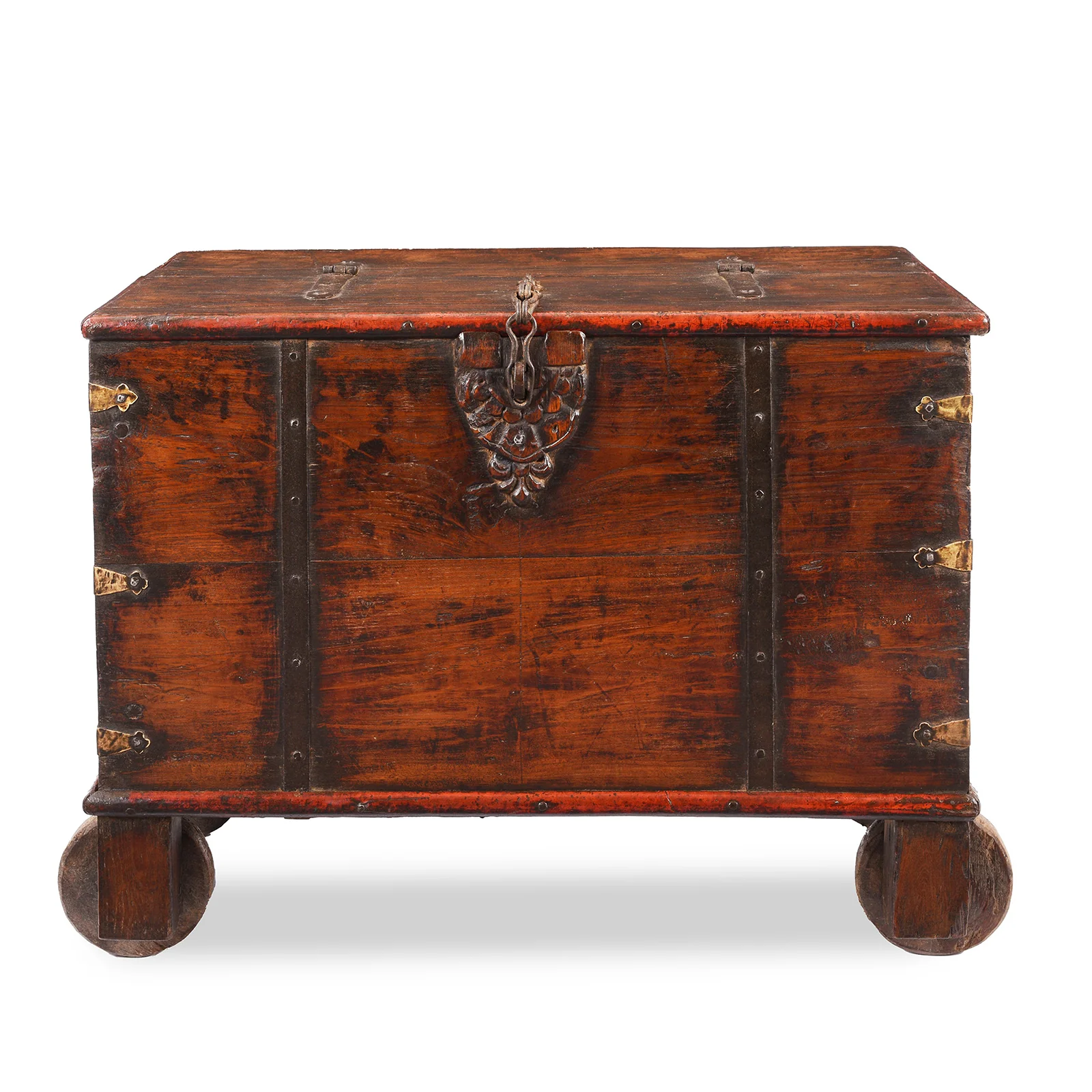 Iron Bound Teak Chest From Gujarat - 19th Century