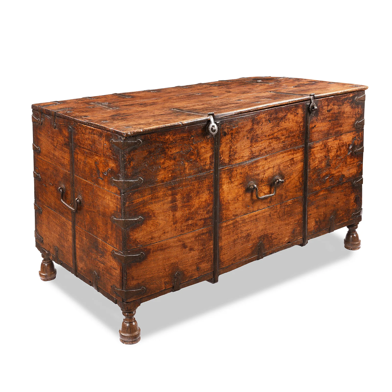 Iron Bound Teak Chest From Rajasthan - 19th Century - Image 12