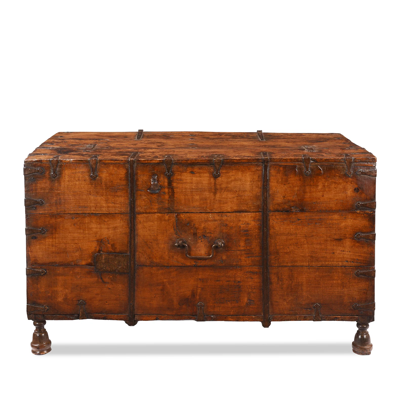 Iron Bound Teak Chest From Rajasthan - 19th Century - Image 16