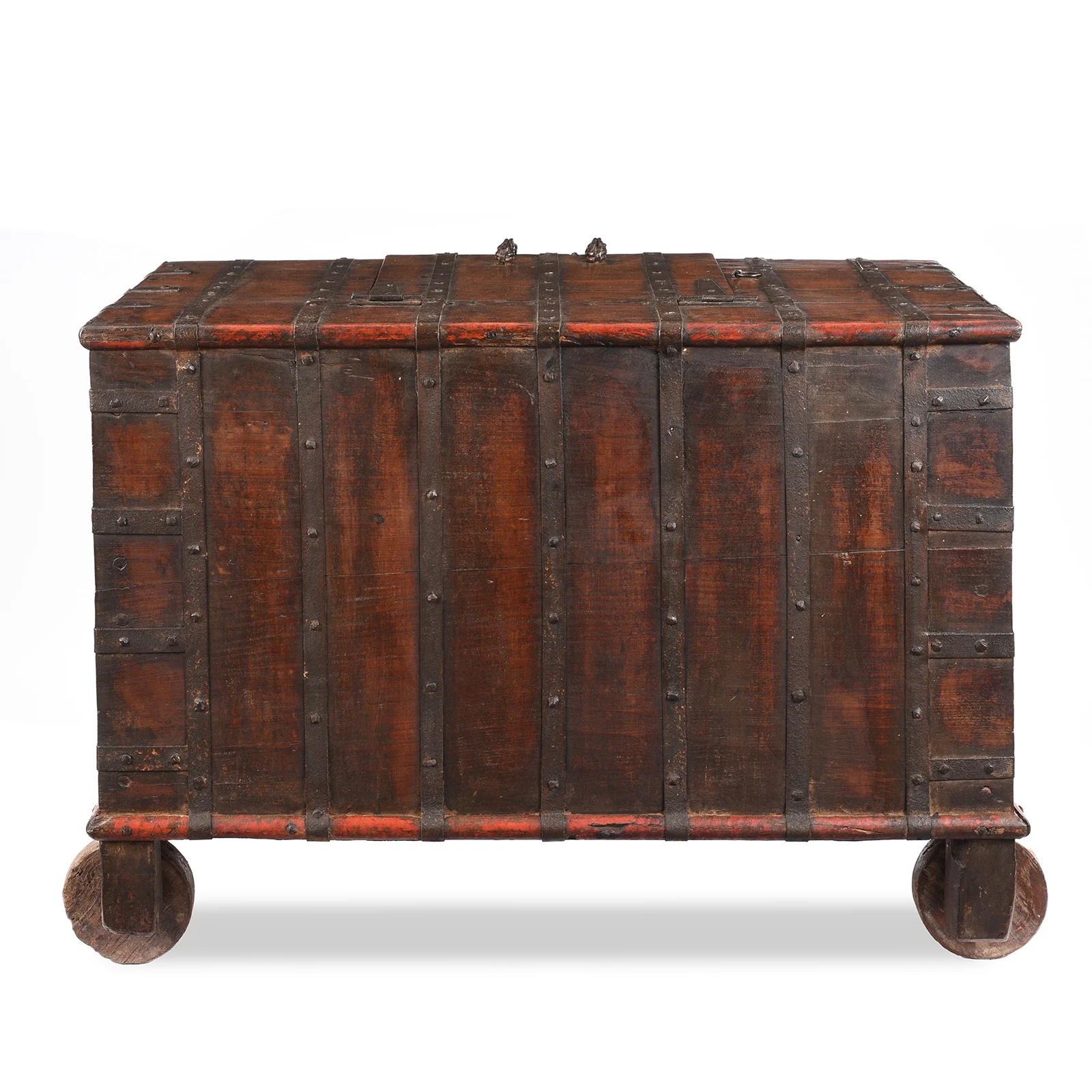Iron Bound Wheeled Chest From Gujarat - 19th Century - Image 10