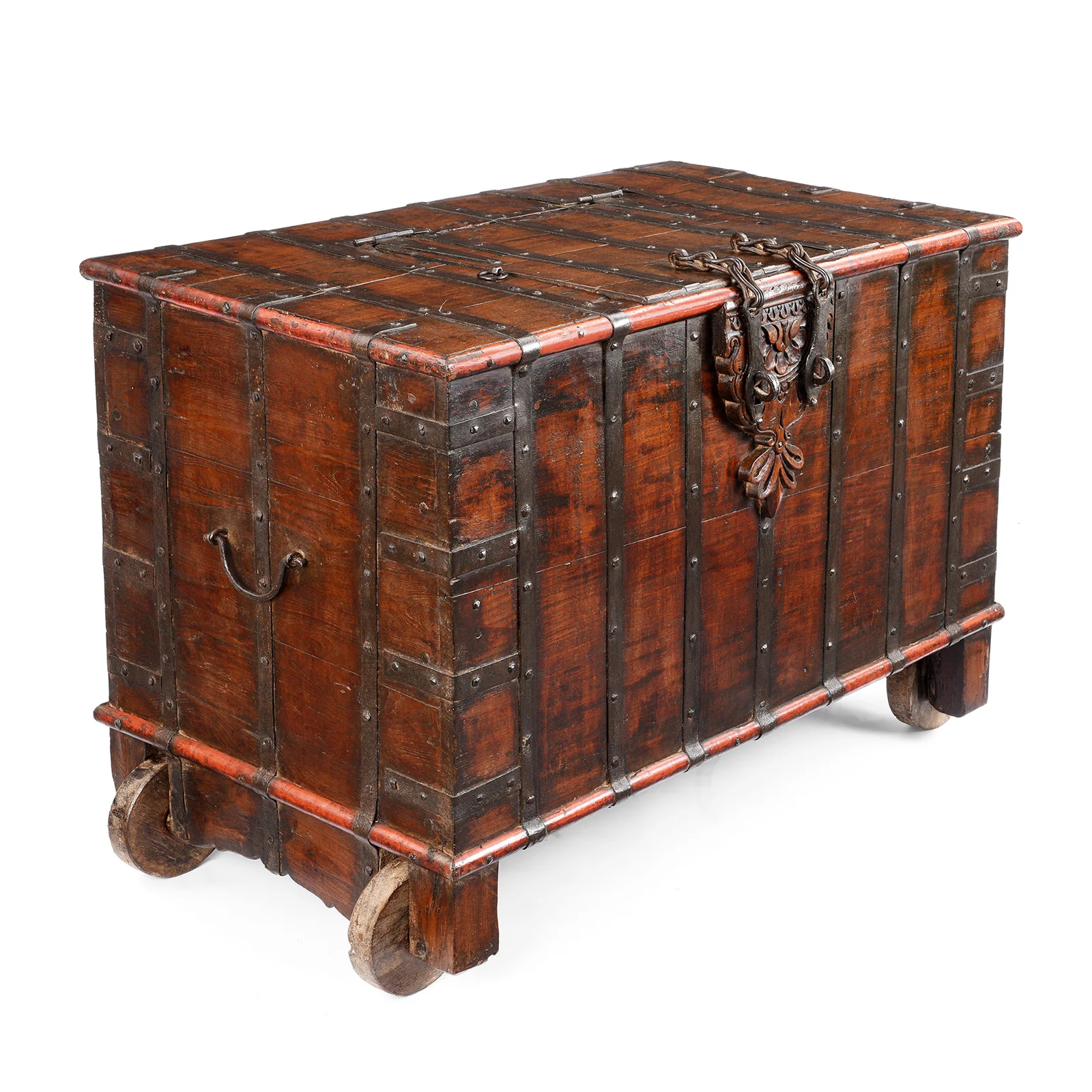 Iron Bound Wheeled Chest From Gujarat - 19th Century - Image 2