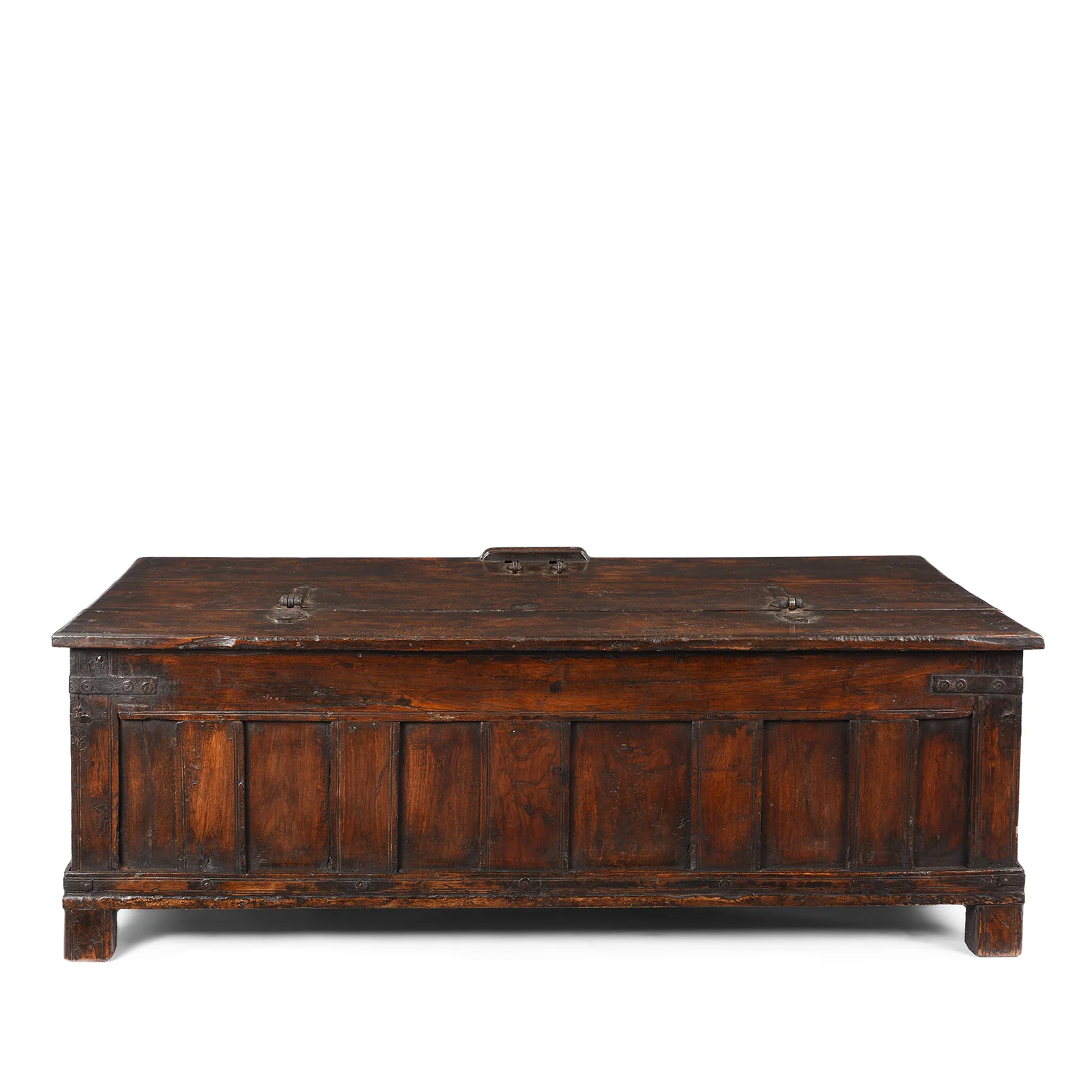 Iron Bound Teak Coffee Table Chest From Gujarat - 19th Century - Image 8