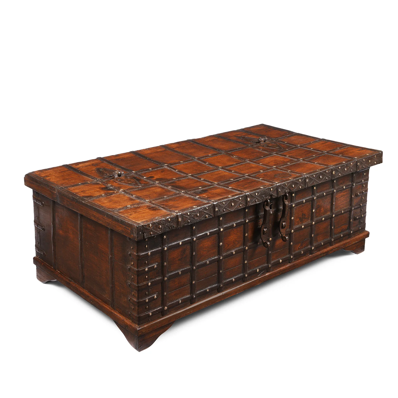 Iron Bound Teak Coffee Table Chest From Gujarat - 19th Century - Image 3