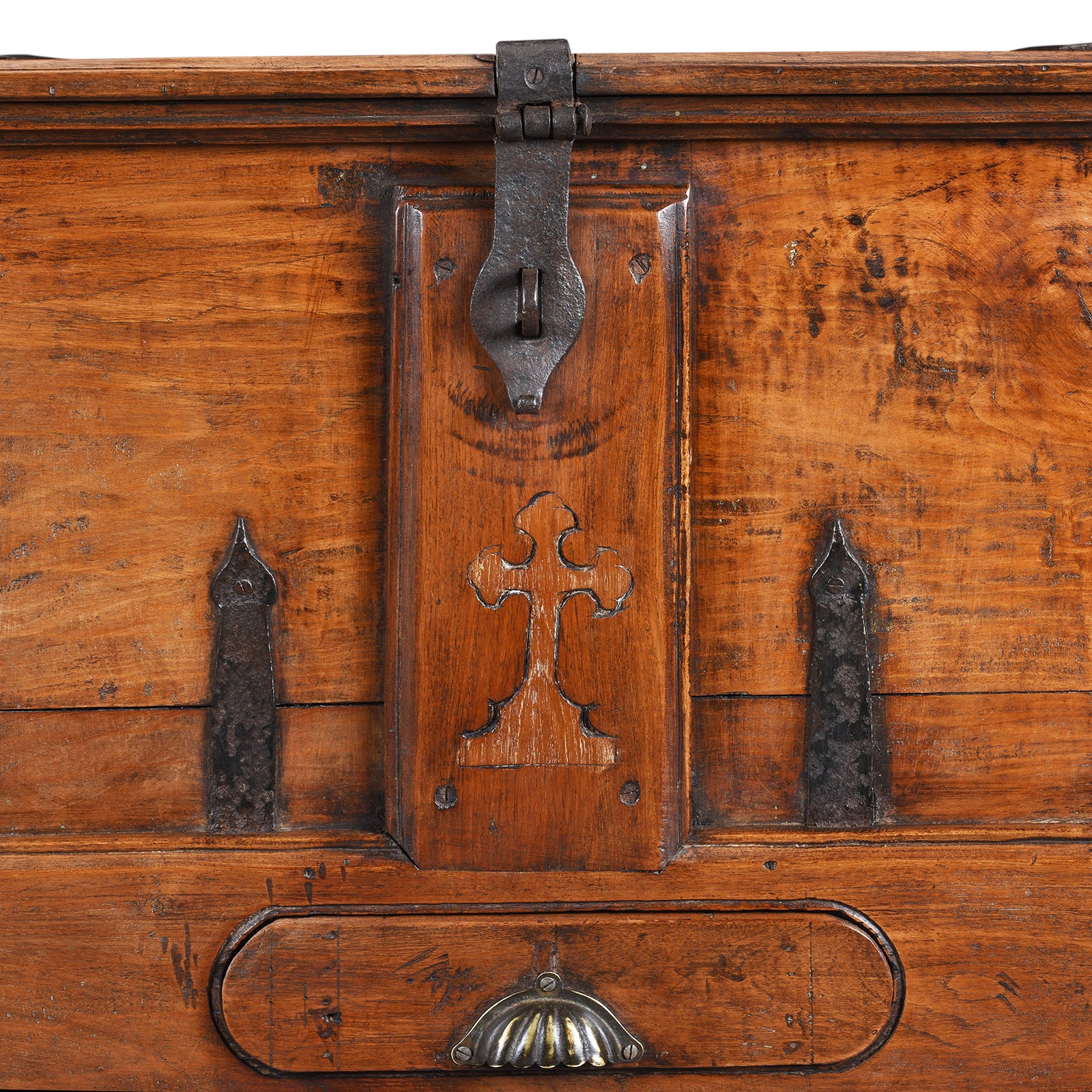 Iron Bound Teak Merchant Chest From Goa - 19th Century - Image 2